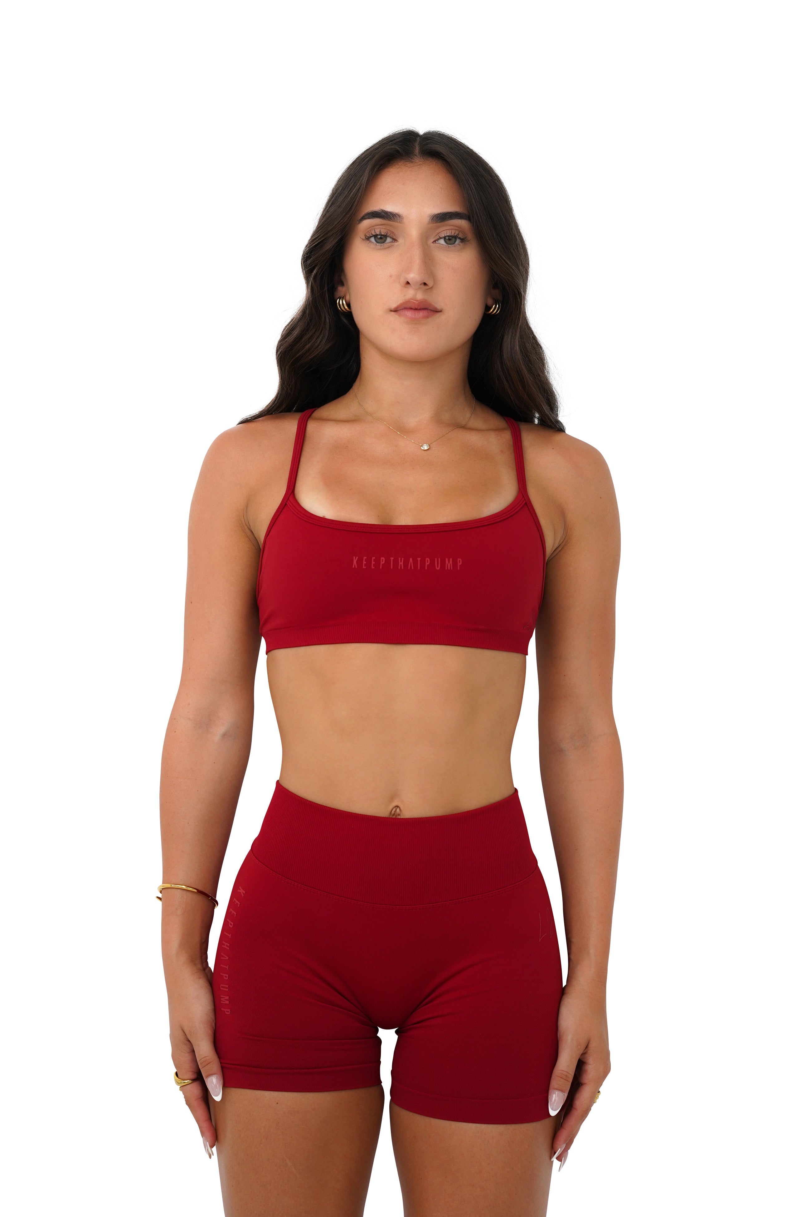 LJ V-BACK SCRUNCH SHORTS - DARK RED