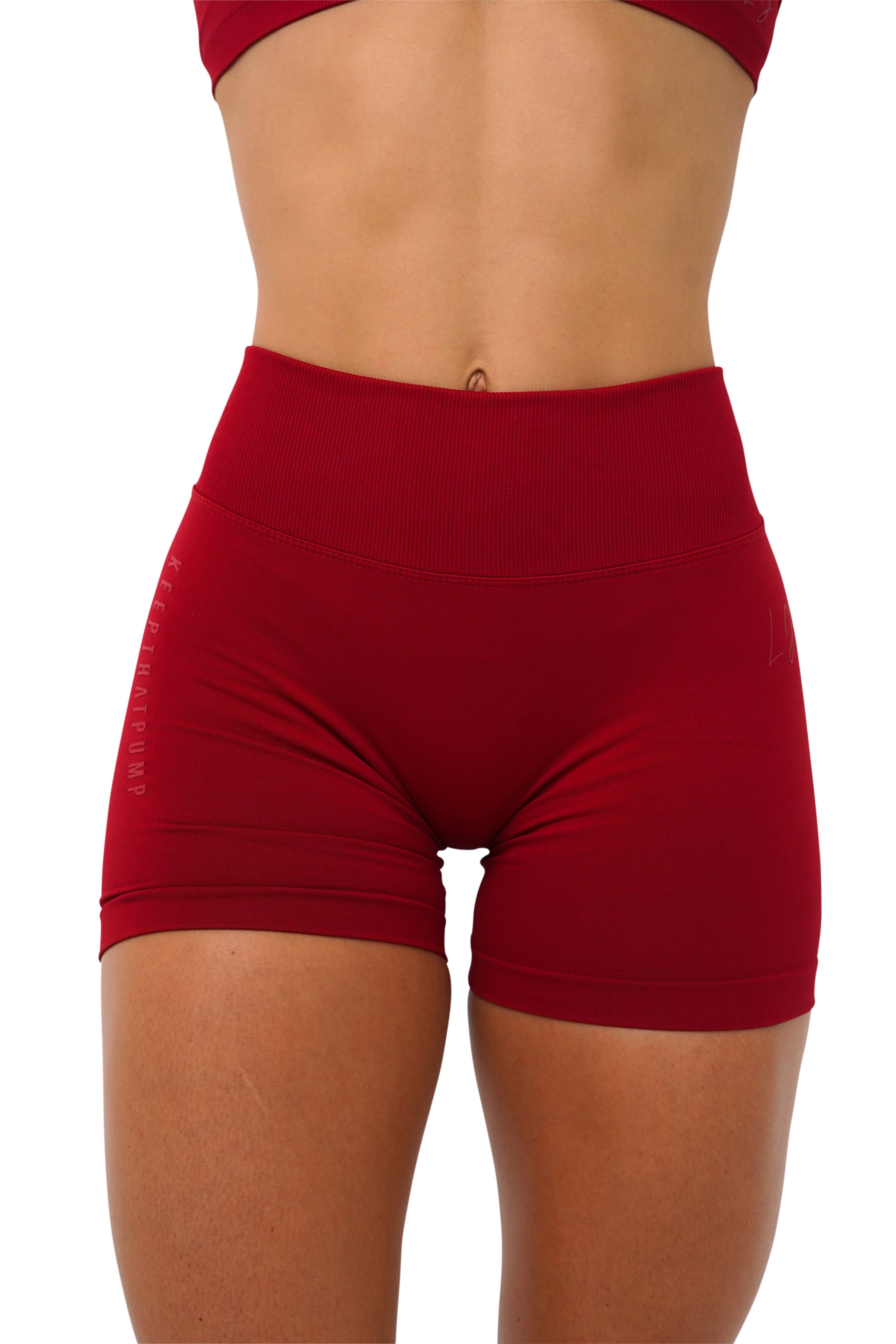 LJ V-BACK SCRUNCH SHORTS - DARK RED