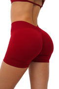 LJ V-BACK SCRUNCH SHORTS - DARK RED