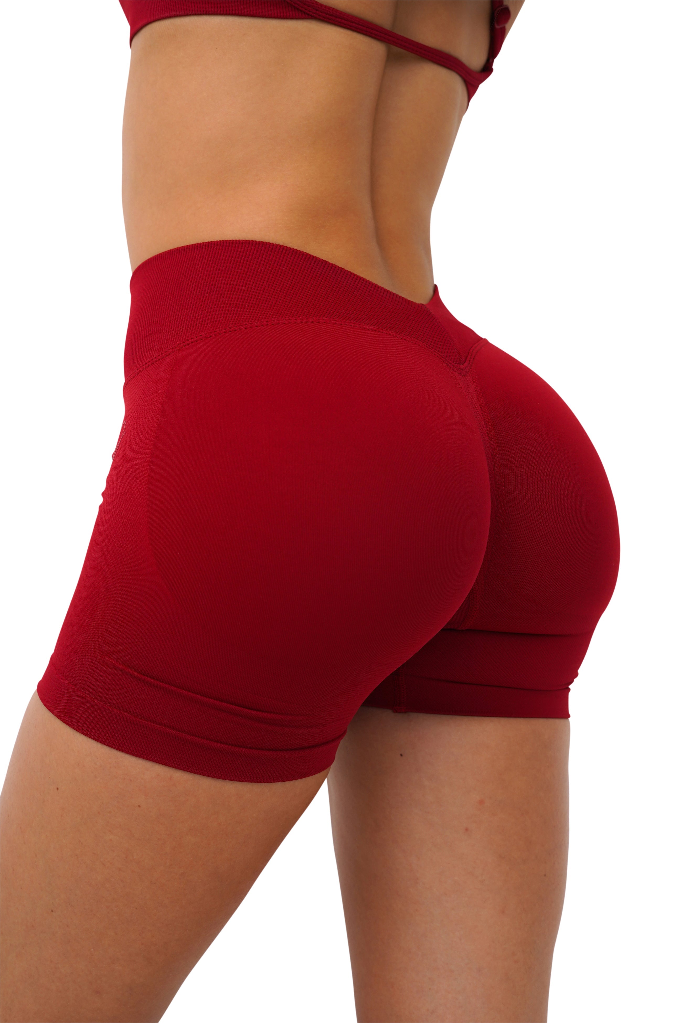 LJ V-BACK SCRUNCH SHORTS - DARK RED