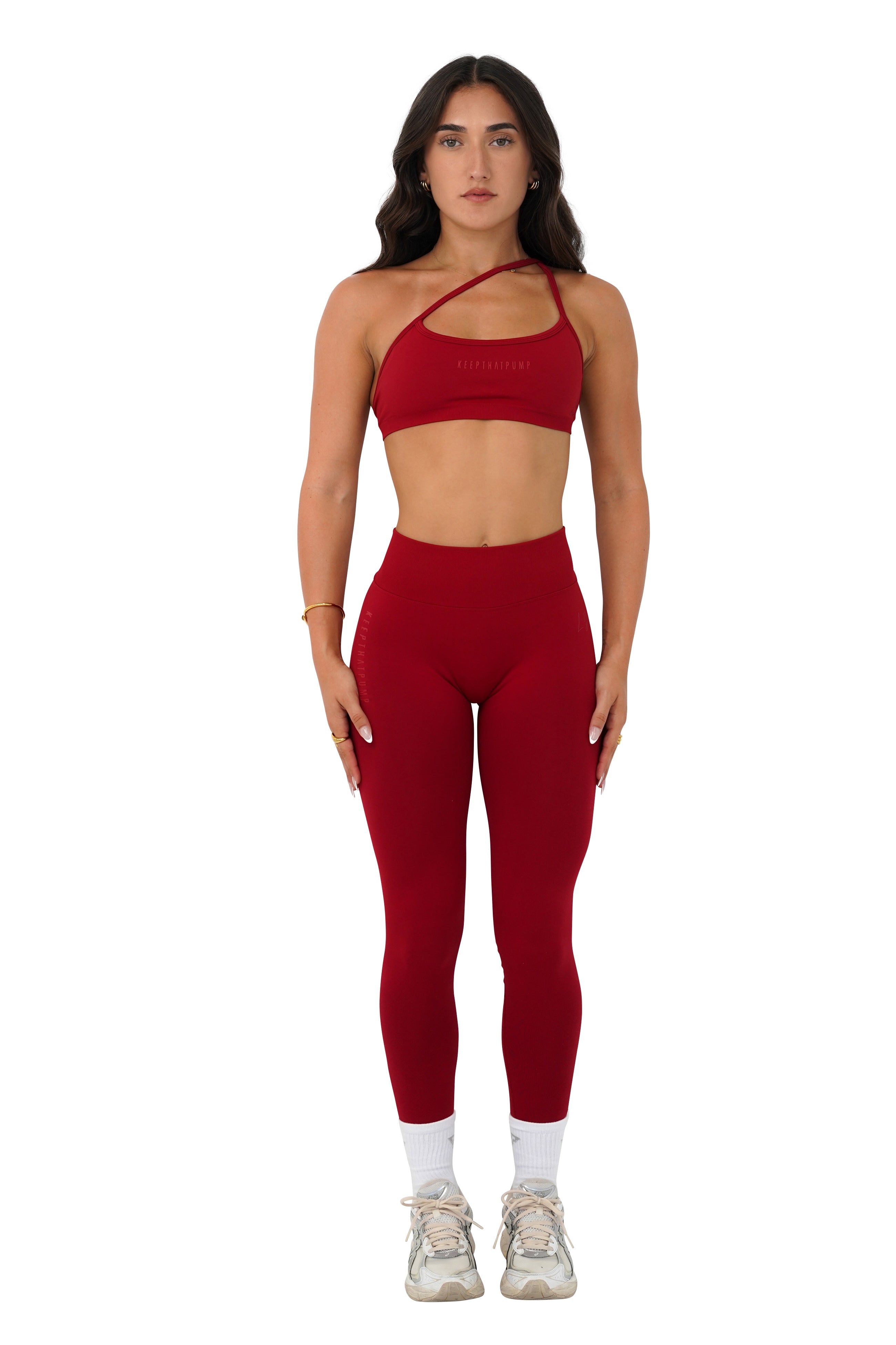 LJ V-BACK SCRUNCH LEGGING - DARK RED