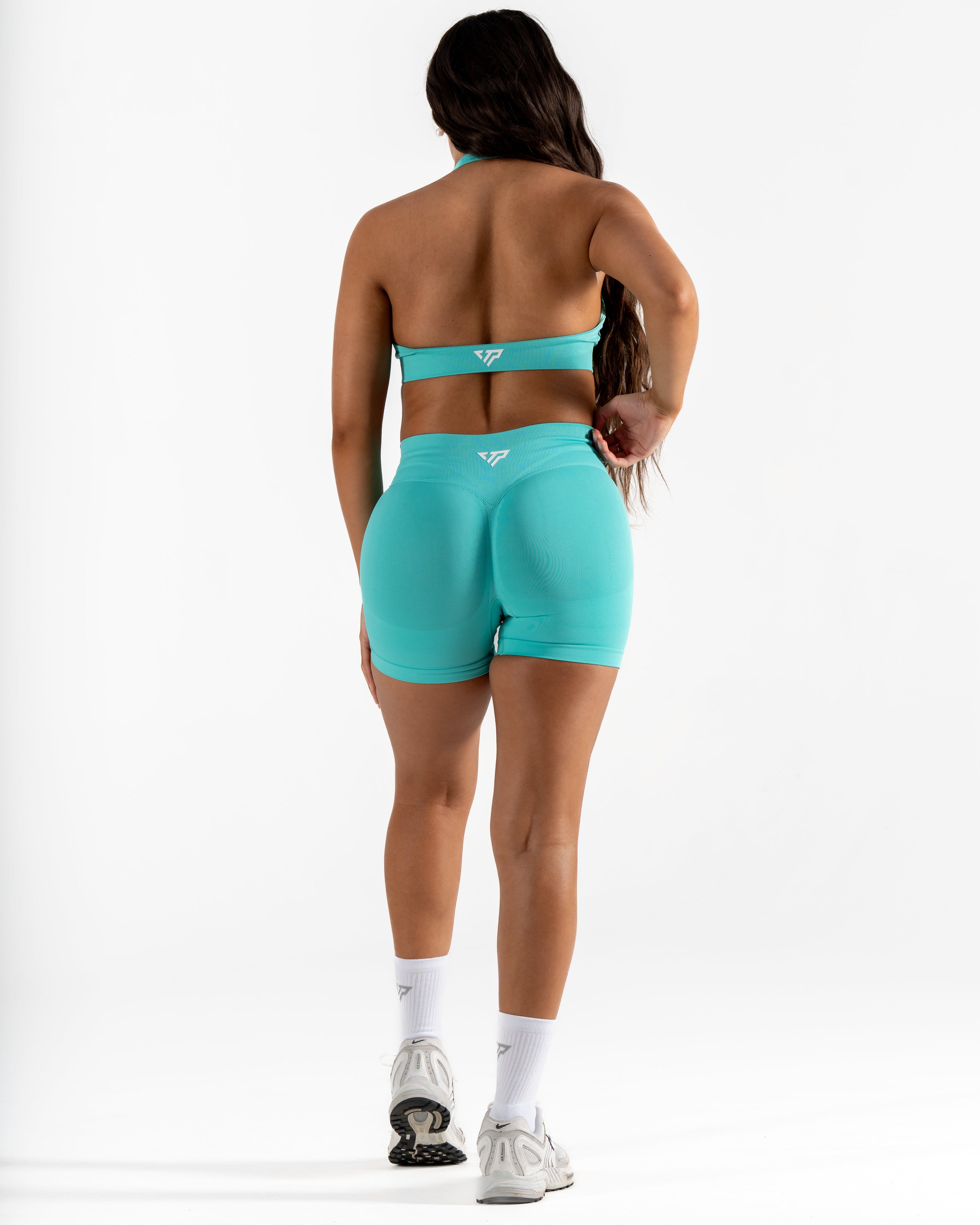 RECOIL HALTER CROP - AQUA