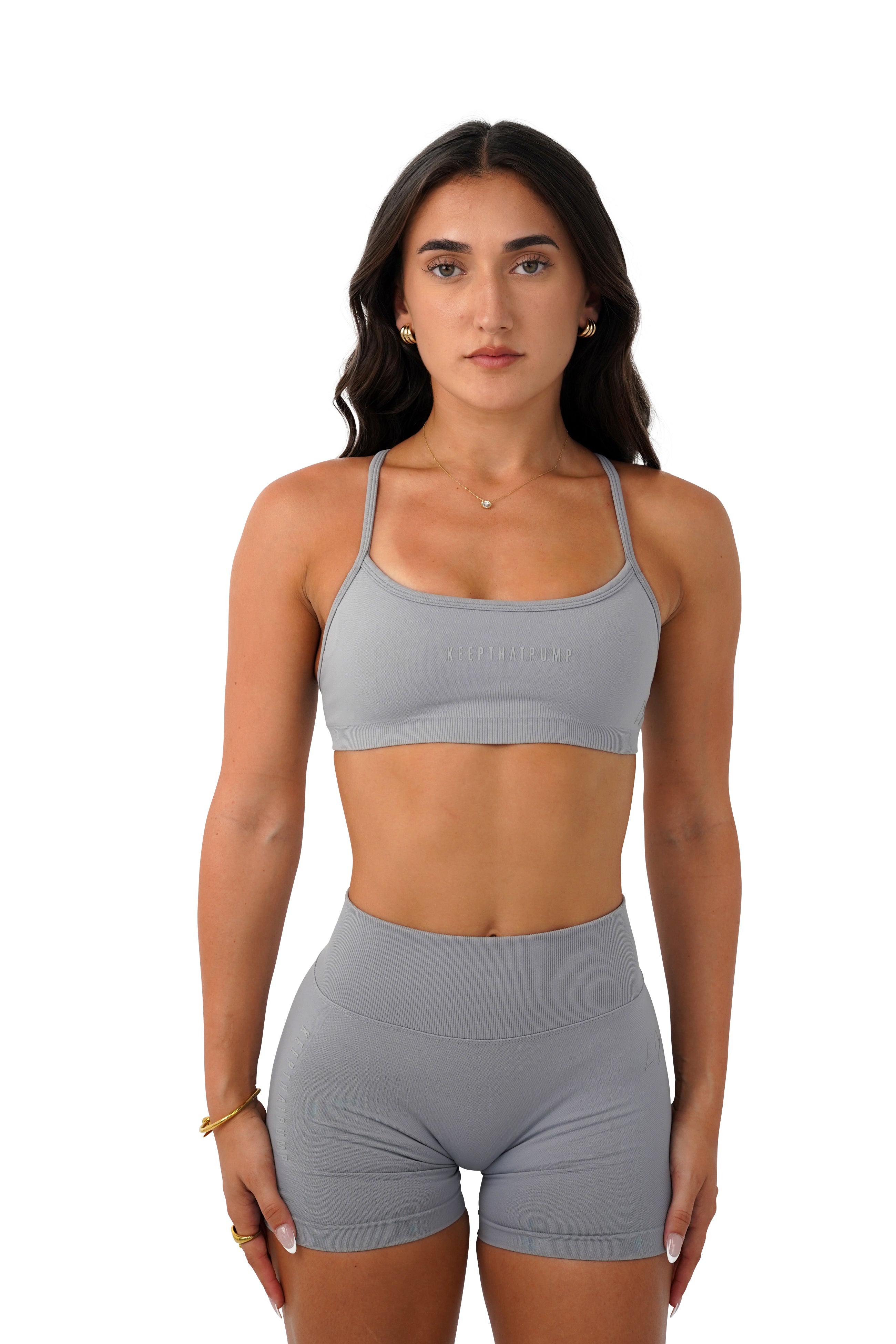 LJ V-BACK SCRUNCH SHORTS - LIGHT GREY
