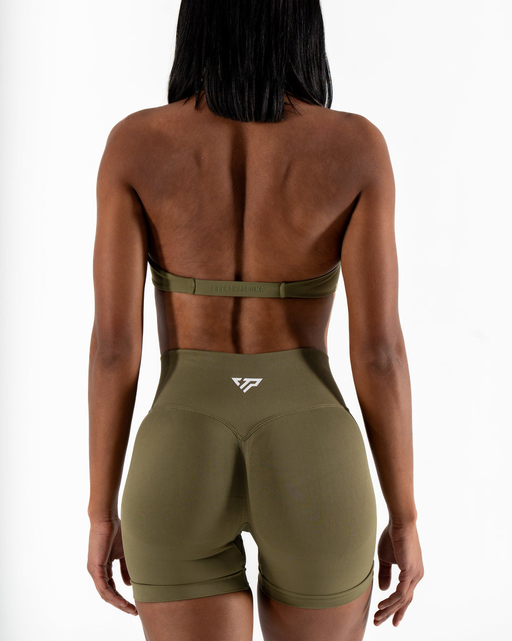TWIST HALTER BRA - DARK KHAKI GREEN