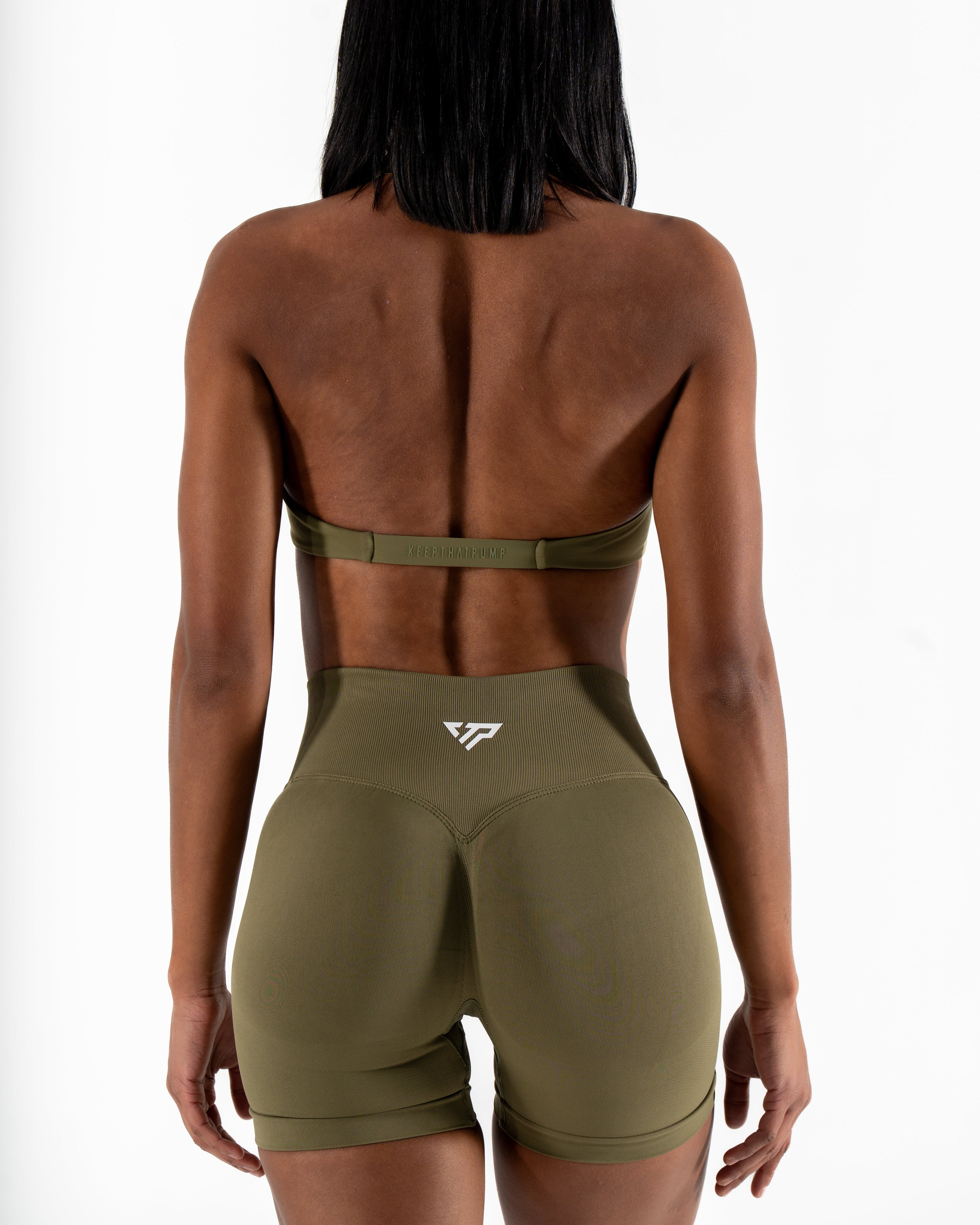 TWIST HALTER BRA - DARK KHAKI GREEN