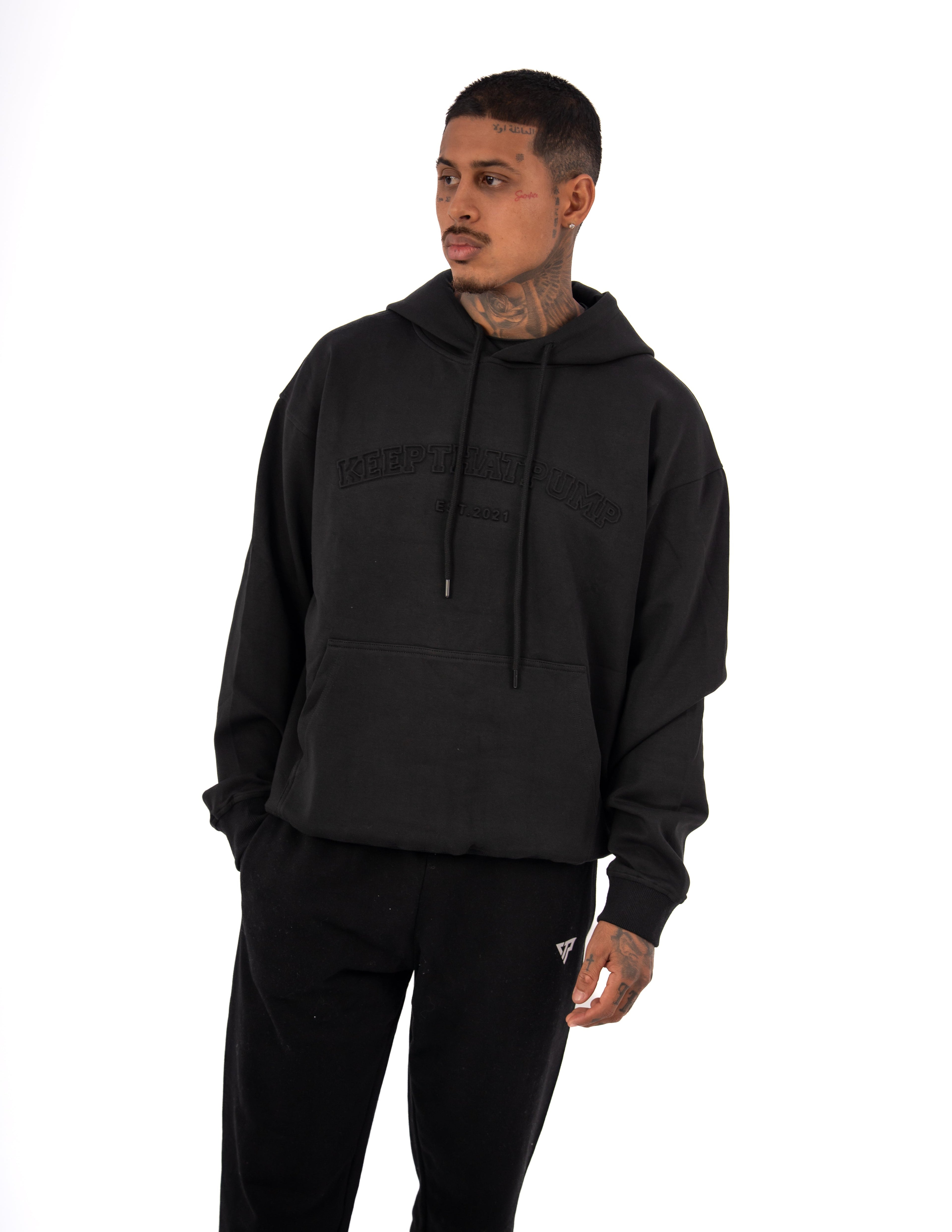 KTP MEN'S EMBOSSED HOODIES - BLACK