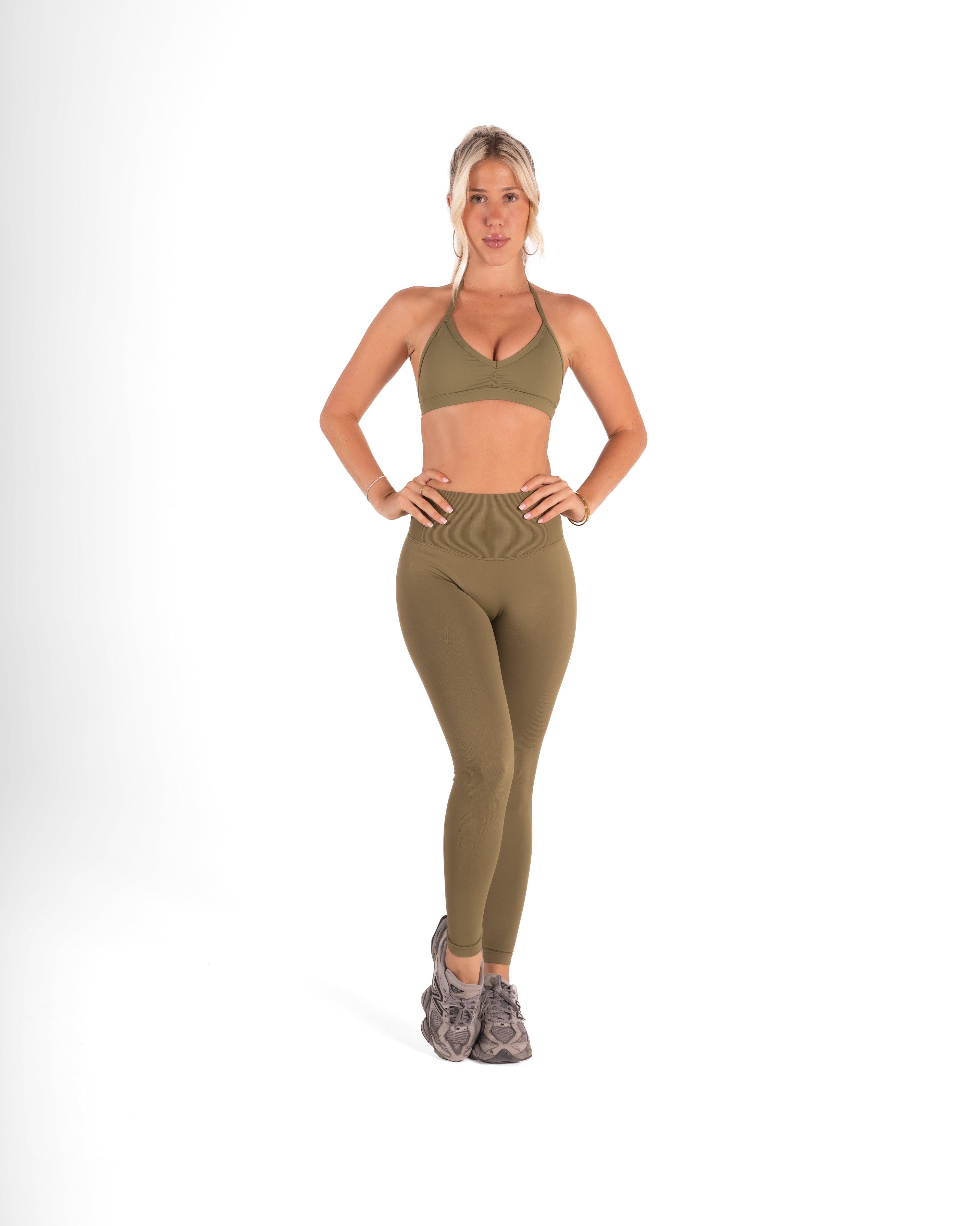 RECOIL HIGH WAIST SCRUNCH LEGGING - DARK KHAKI GREEN