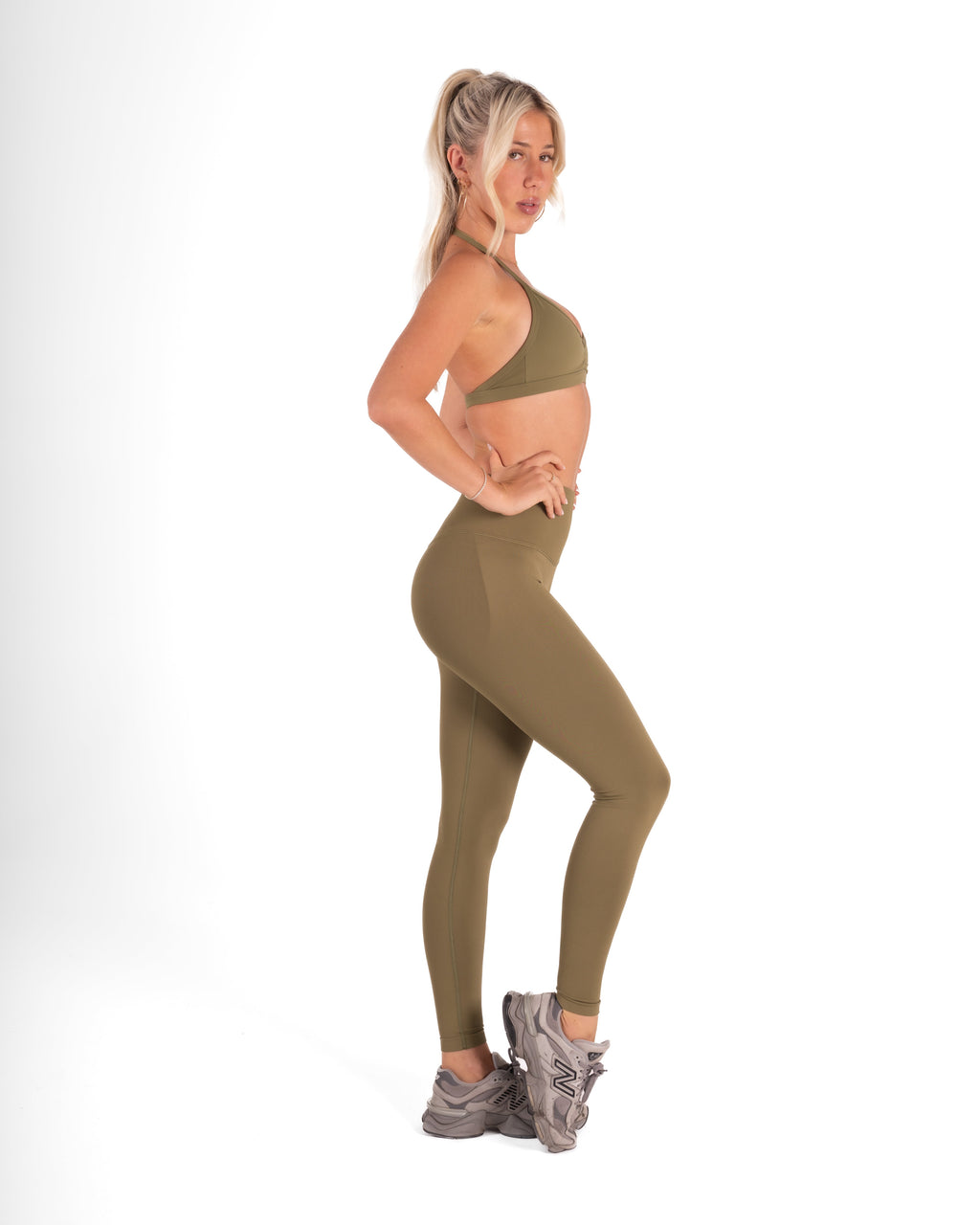 RECOIL HIGH WAIST SCRUNCH LEGGING - DARK KHAKI GREEN