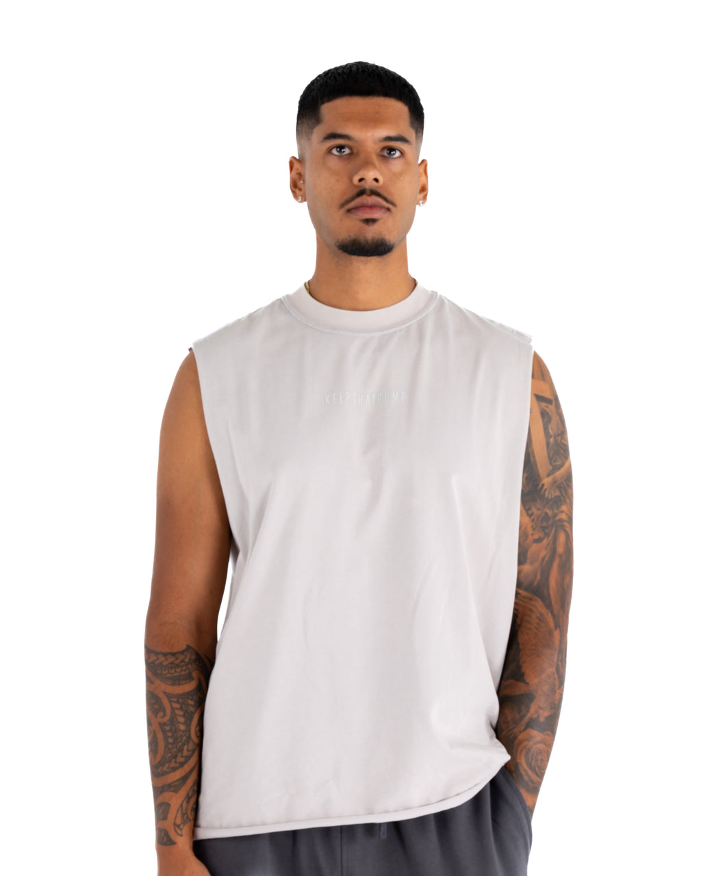 KTP ACID WASH SINGLET - LIGHT GREY