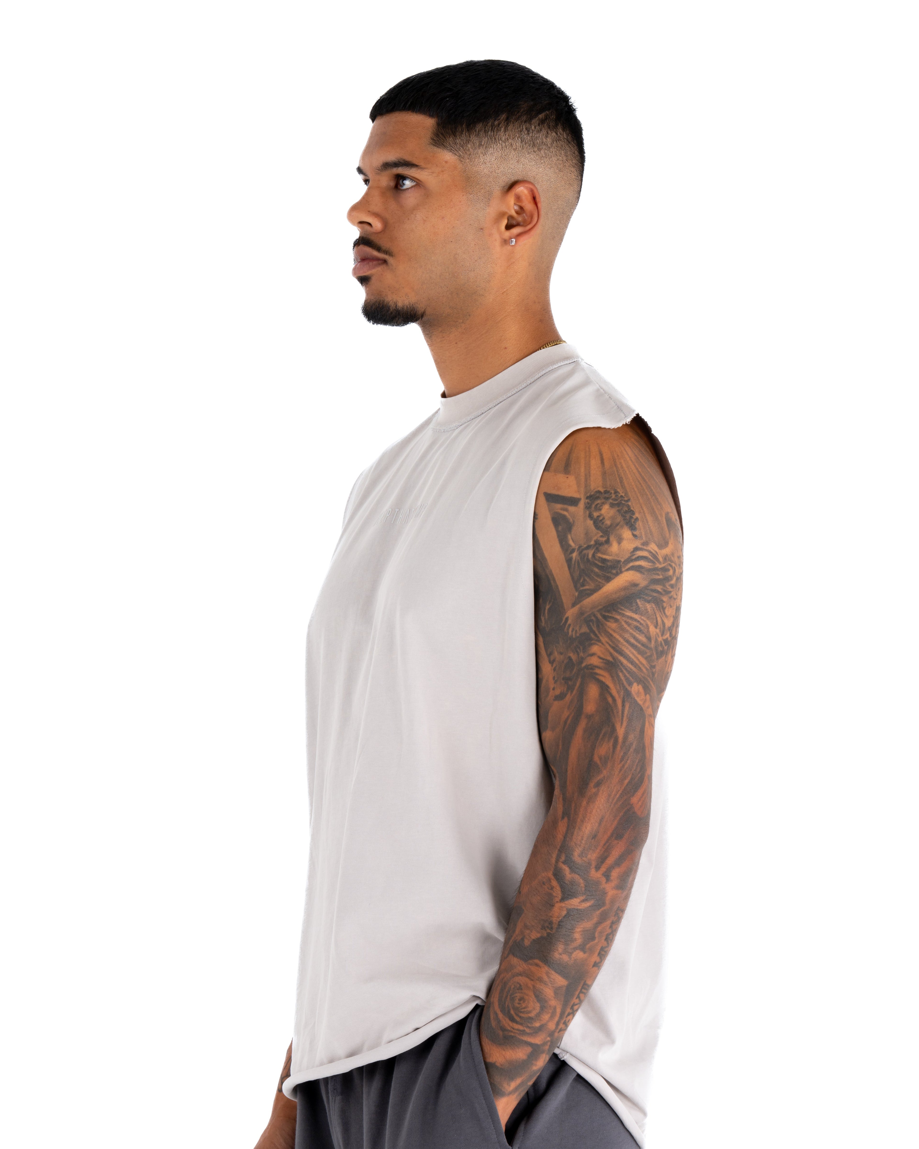KTP ACID WASH SINGLET - LIGHT GREY