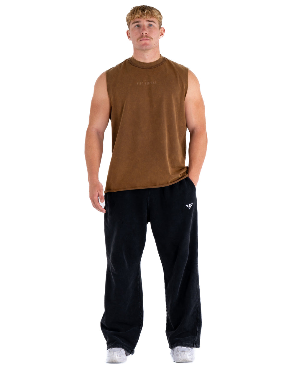 KTP ACID WASH SINGLET - BROWN