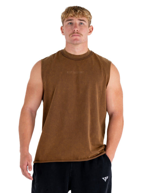 KTP ACID WASH SINGLET - BROWN
