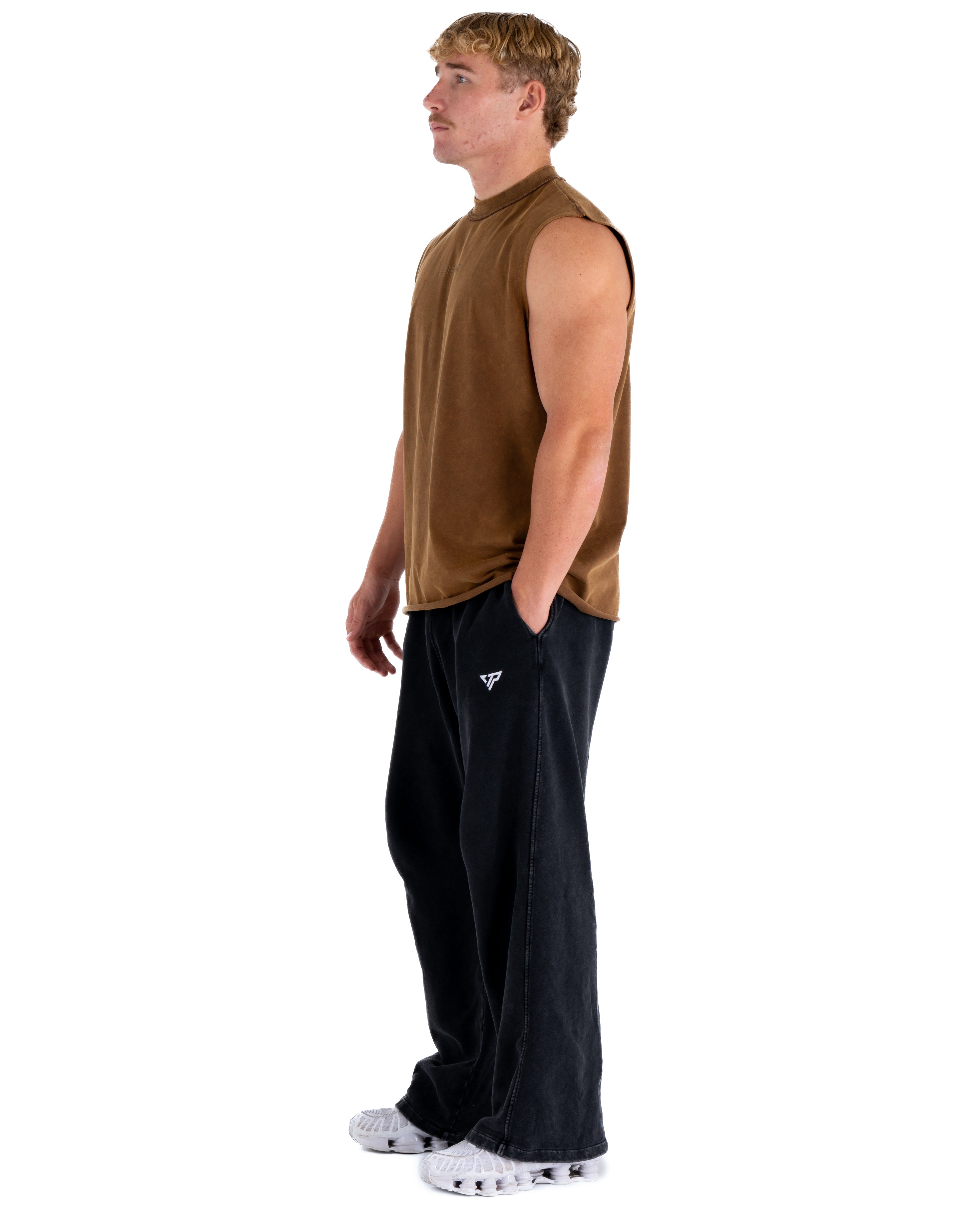 KTP ACID WASH SINGLET - BROWN