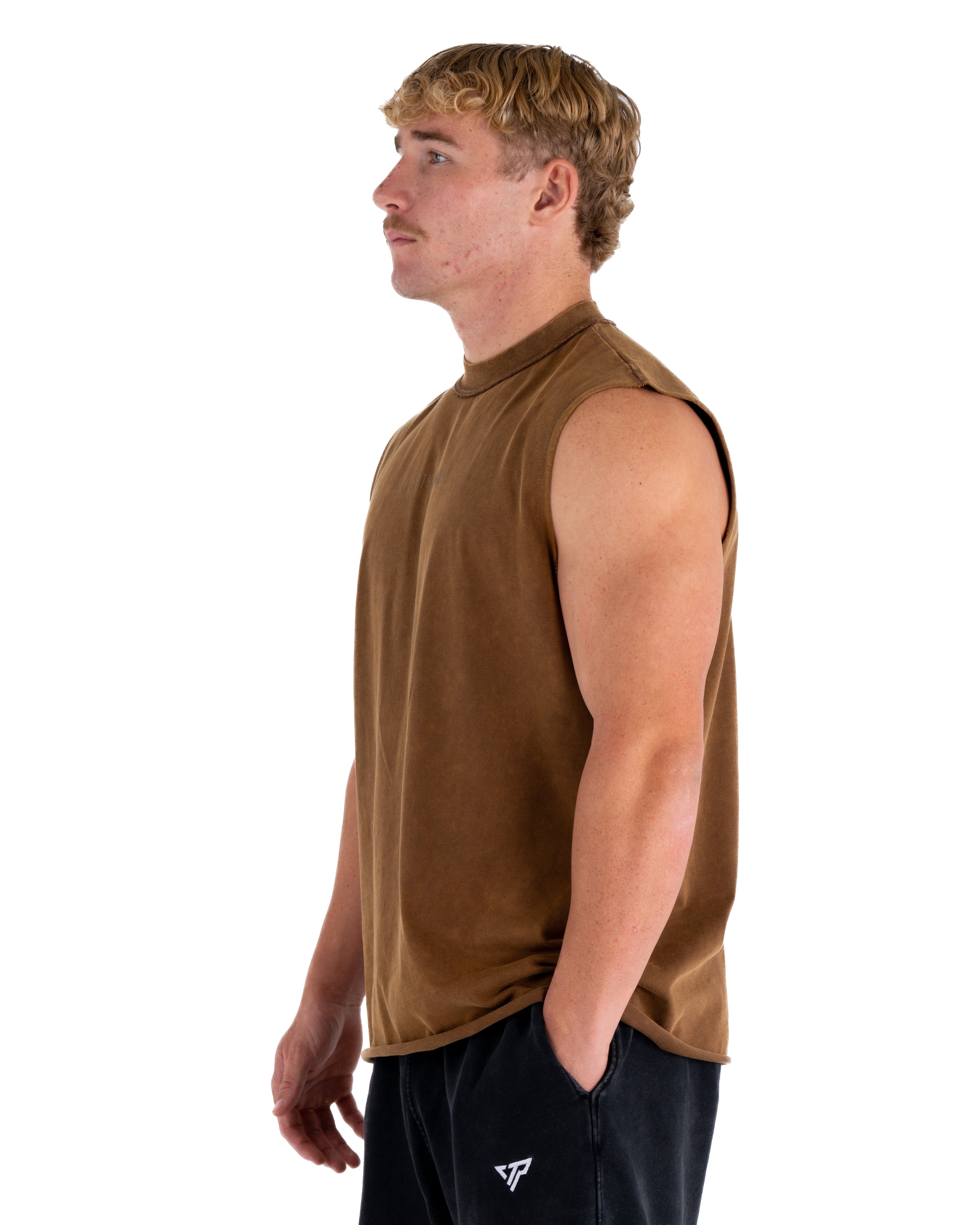 KTP ACID WASH SINGLET - BROWN