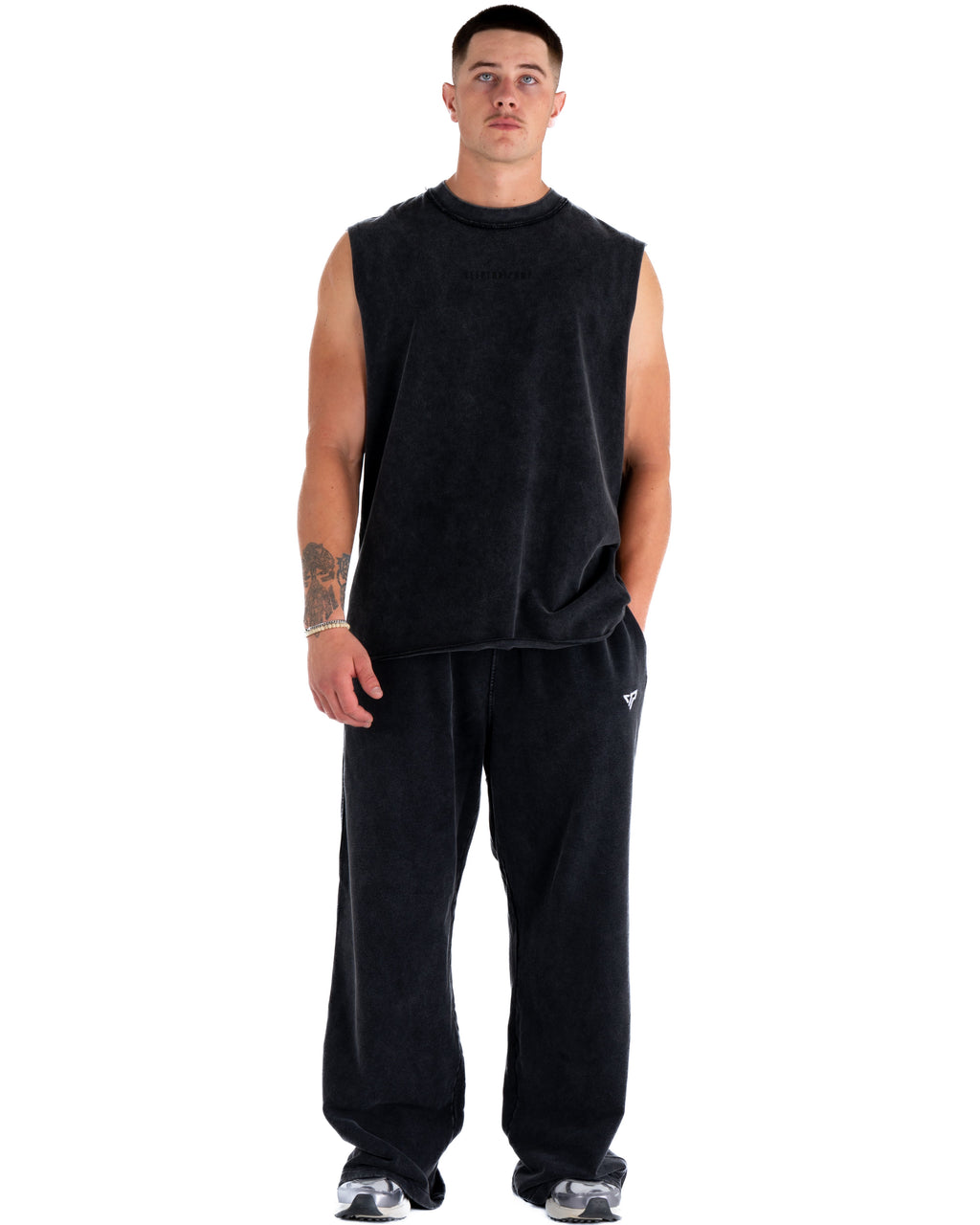 KTP ACID WASH SINGLET - BLACK