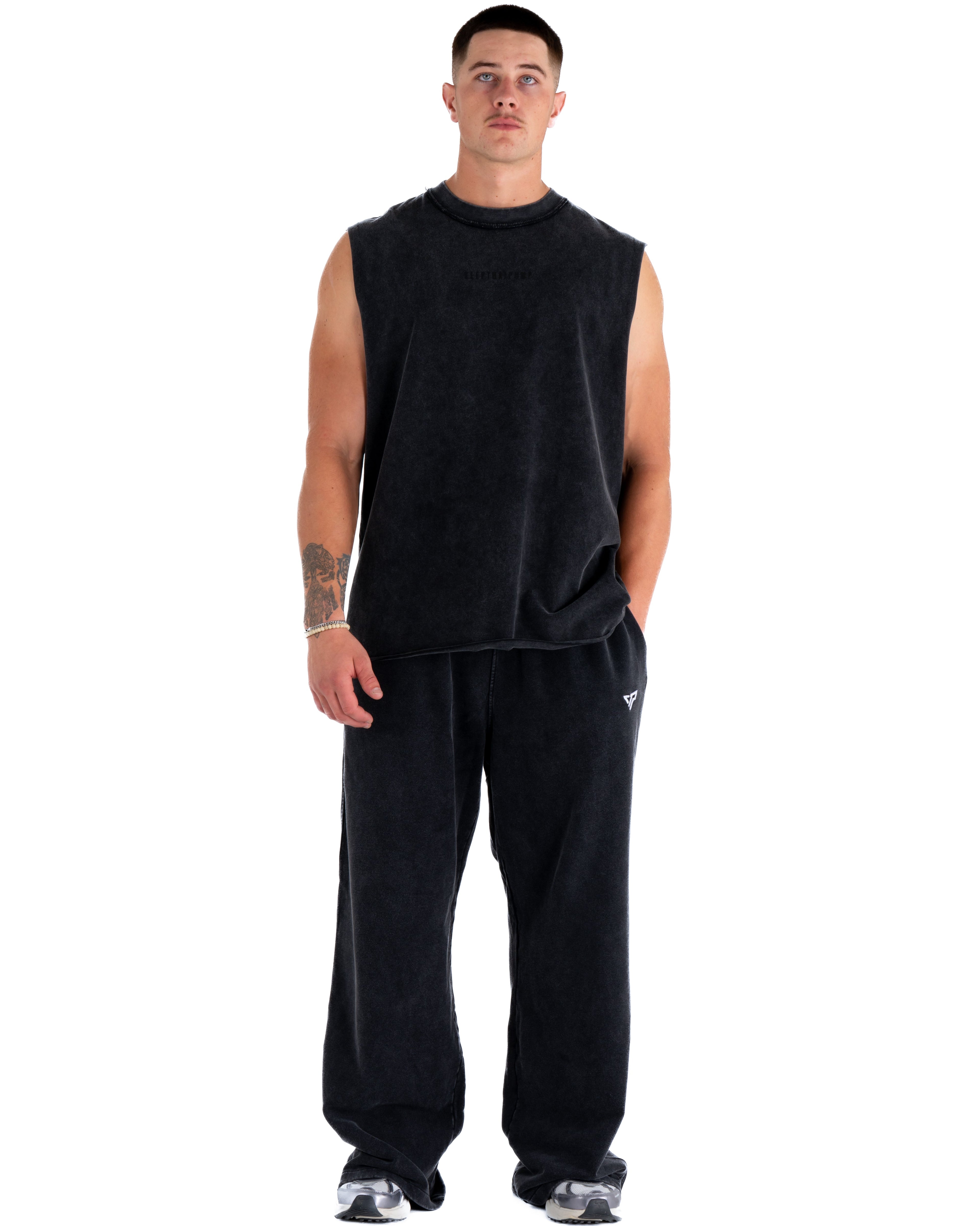 KTP ACID WASH SINGLET - BLACK