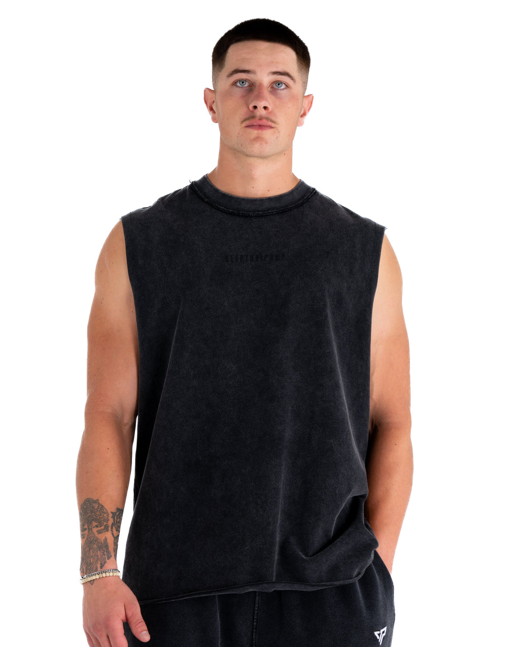 KTP ACID WASH SINGLET - BLACK