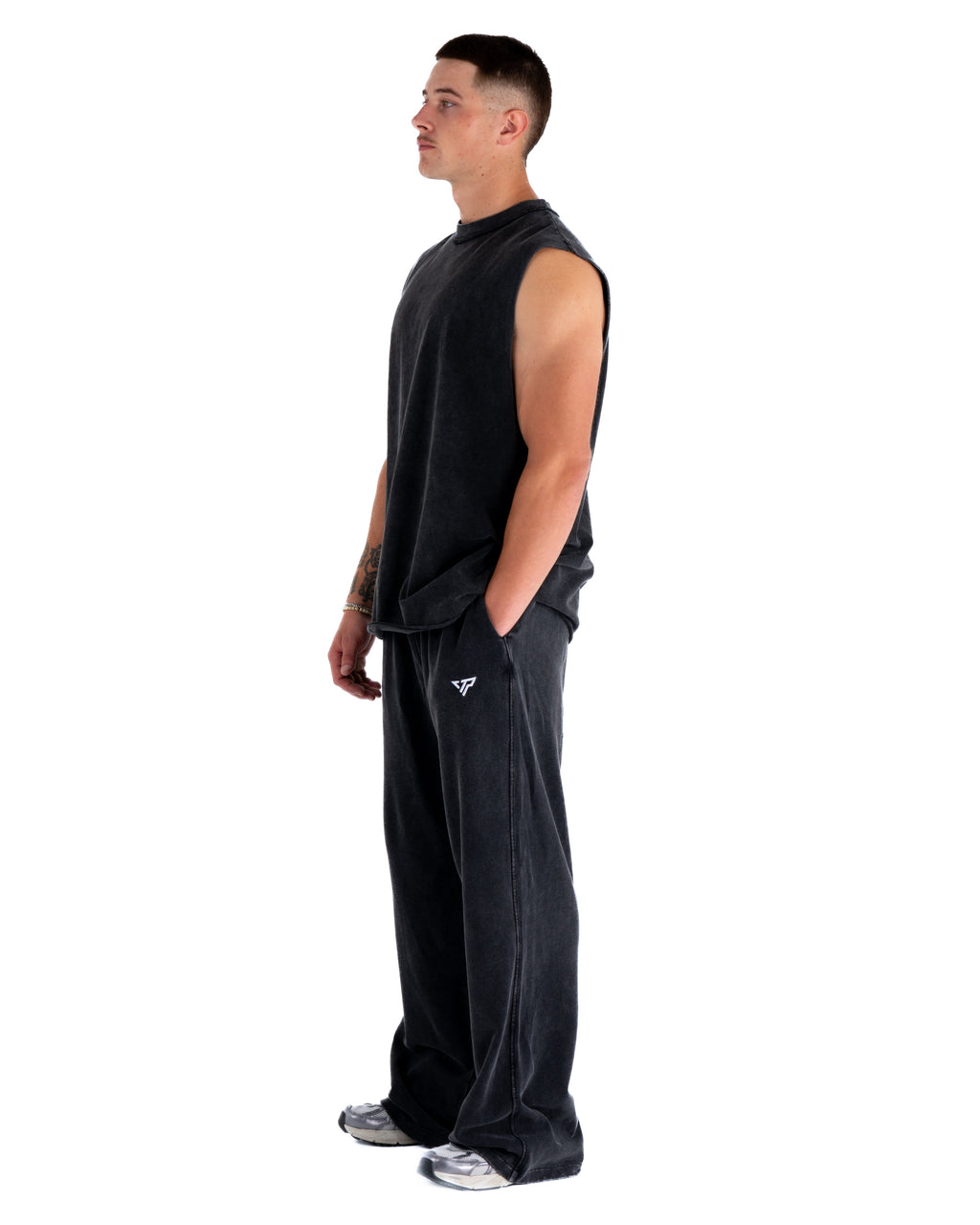 KTP ACID WASH SINGLET - BLACK