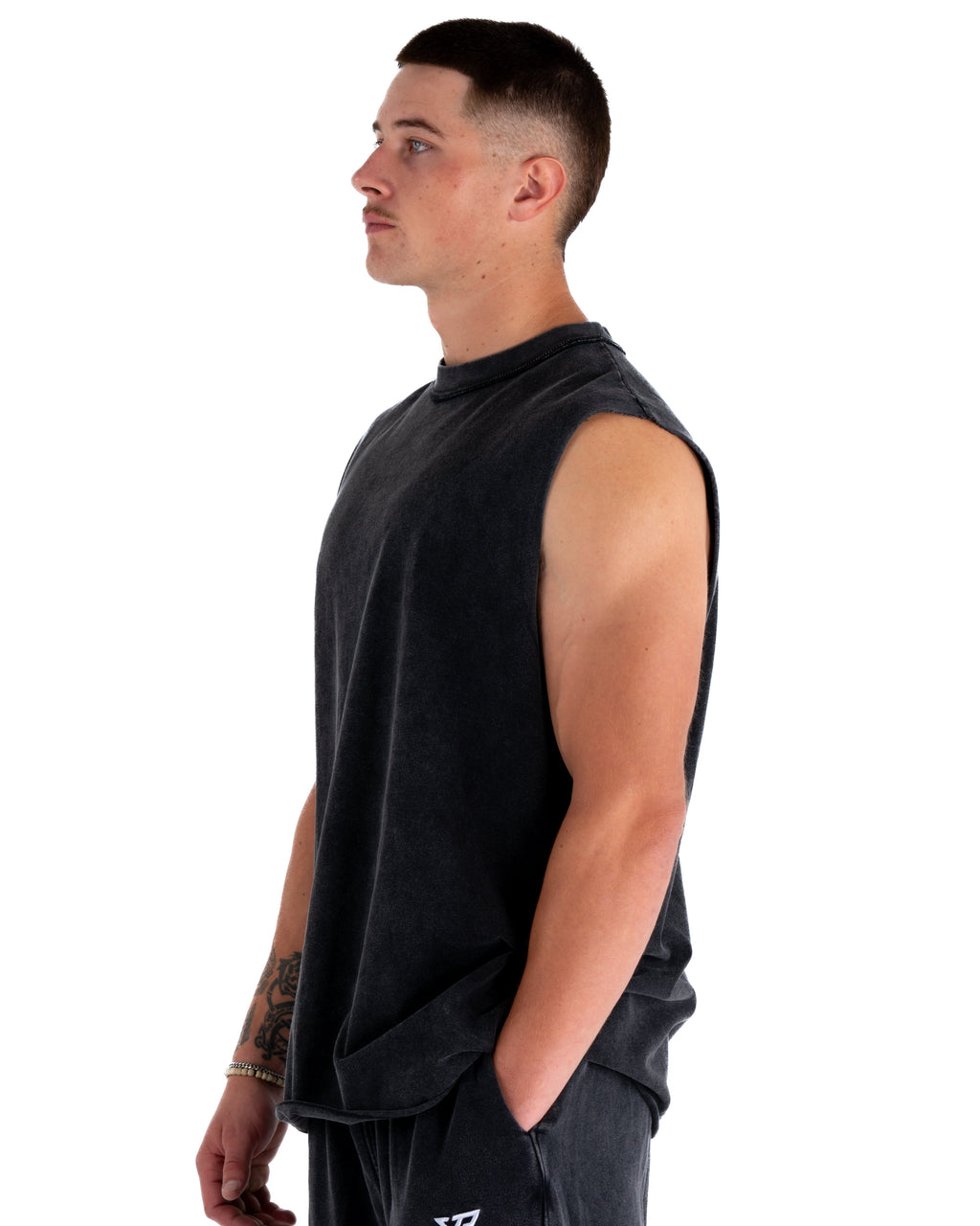KTP ACID WASH SINGLET - BLACK