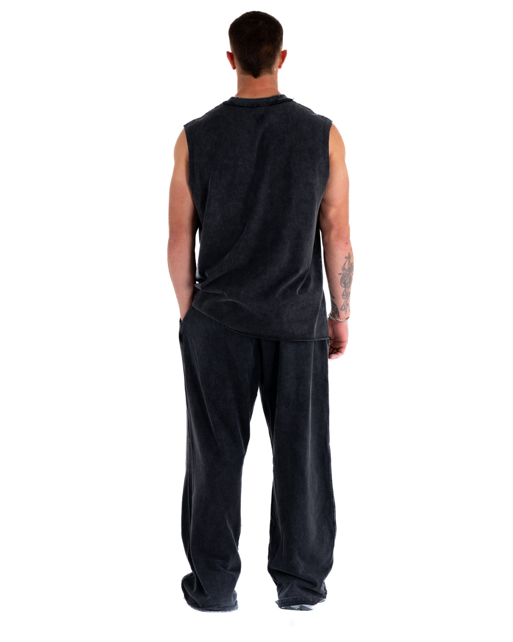 KTP ACID WASH SINGLET - BLACK