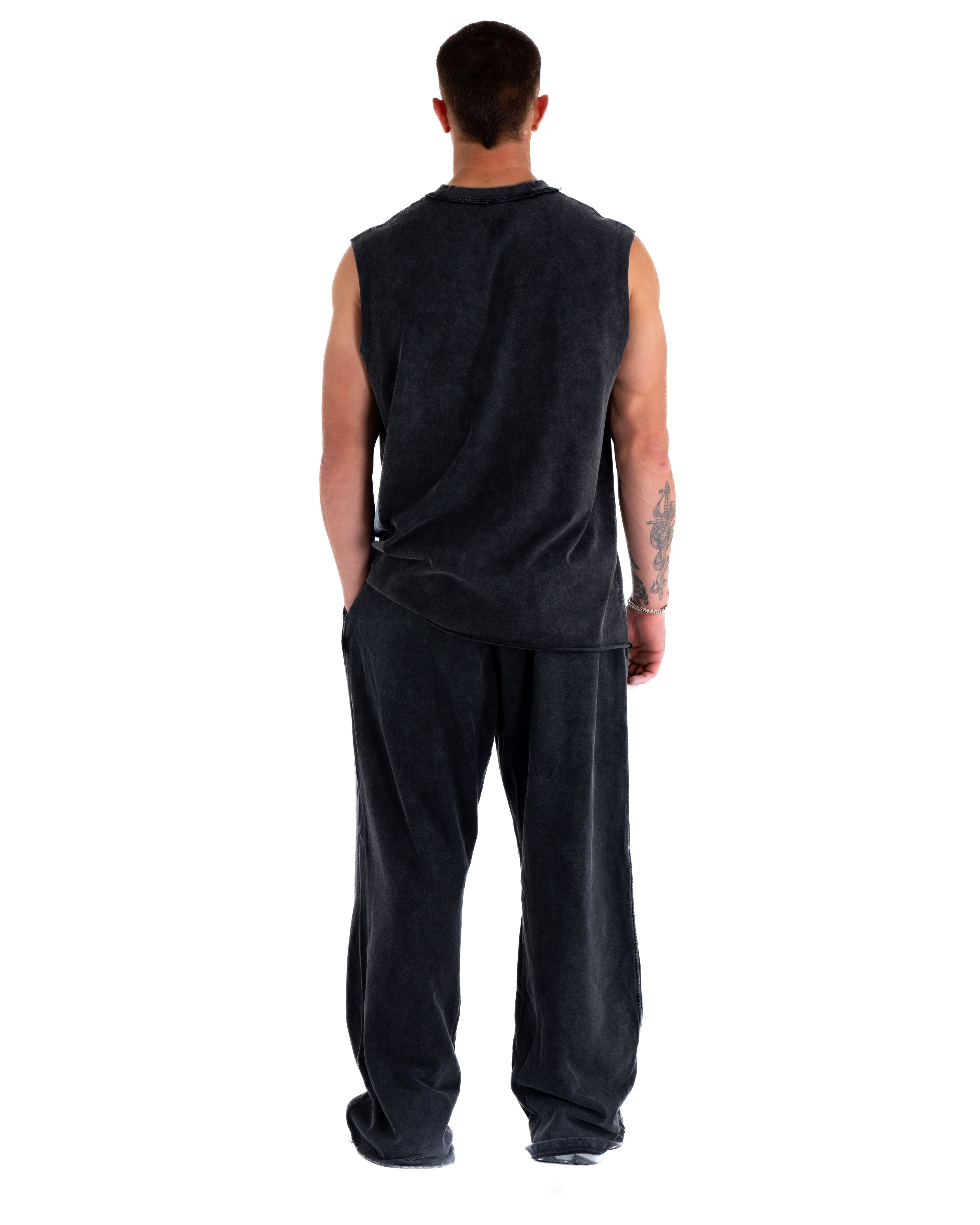 KTP ACID WASH SINGLET - BLACK
