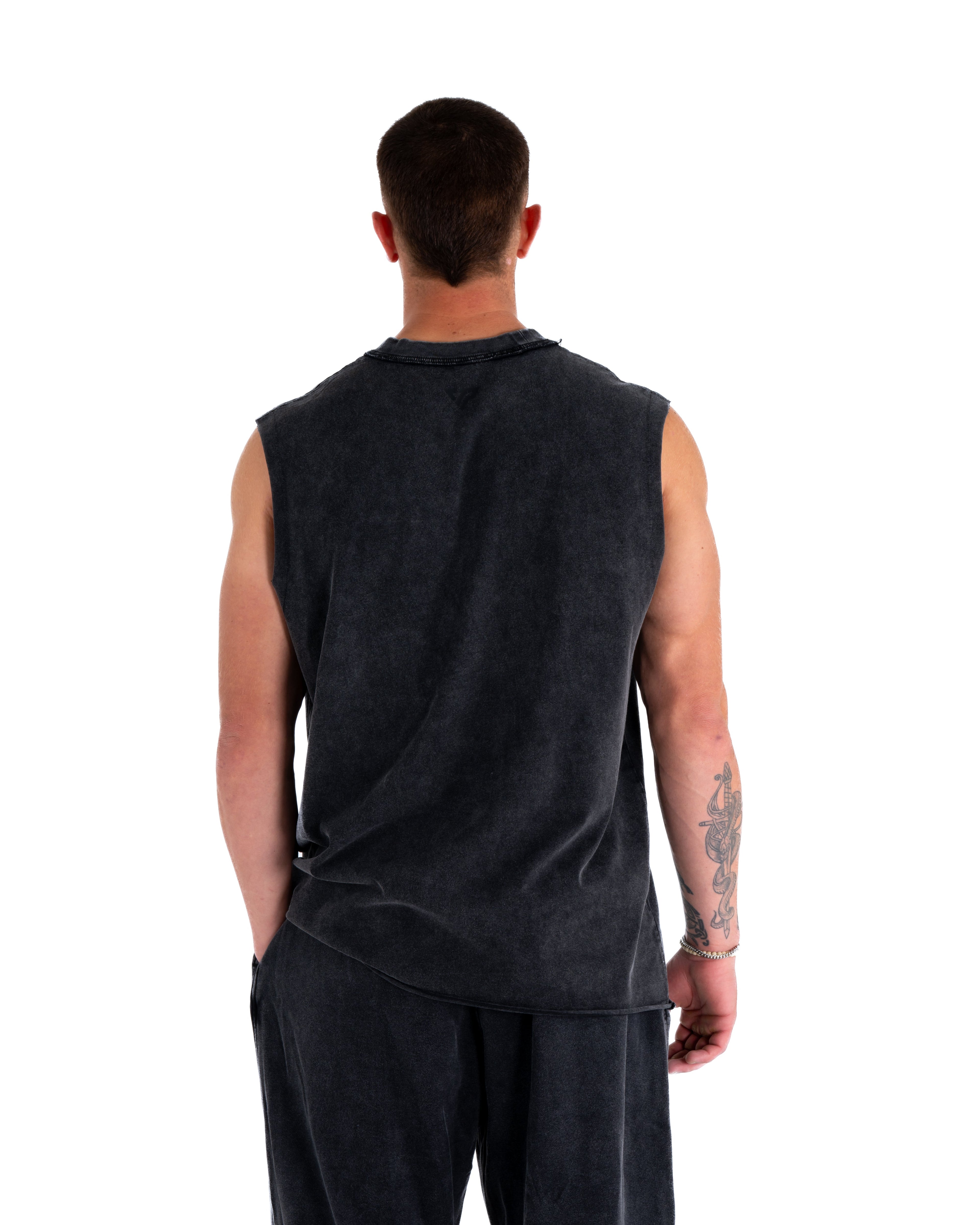 KTP ACID WASH SINGLET - BLACK