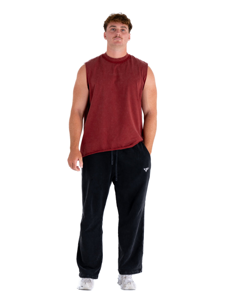 KTP ACID WASH SINGLET - DARK RED
