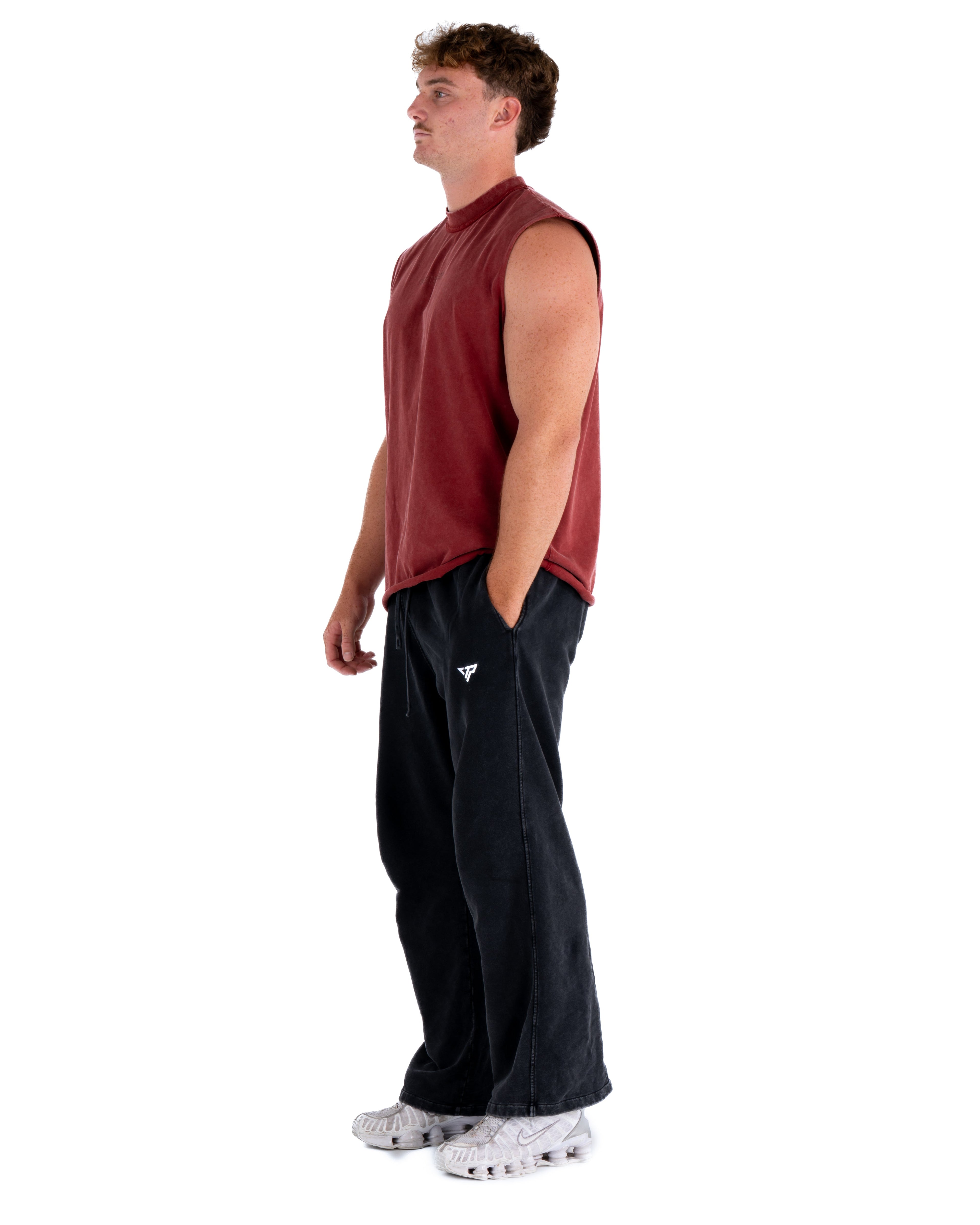 KTP ACID WASH SINGLET - DARK RED