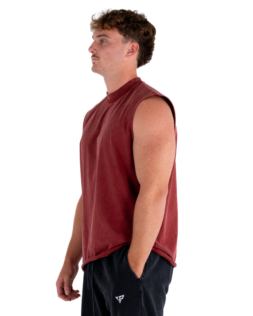 KTP ACID WASH SINGLET - DARK RED