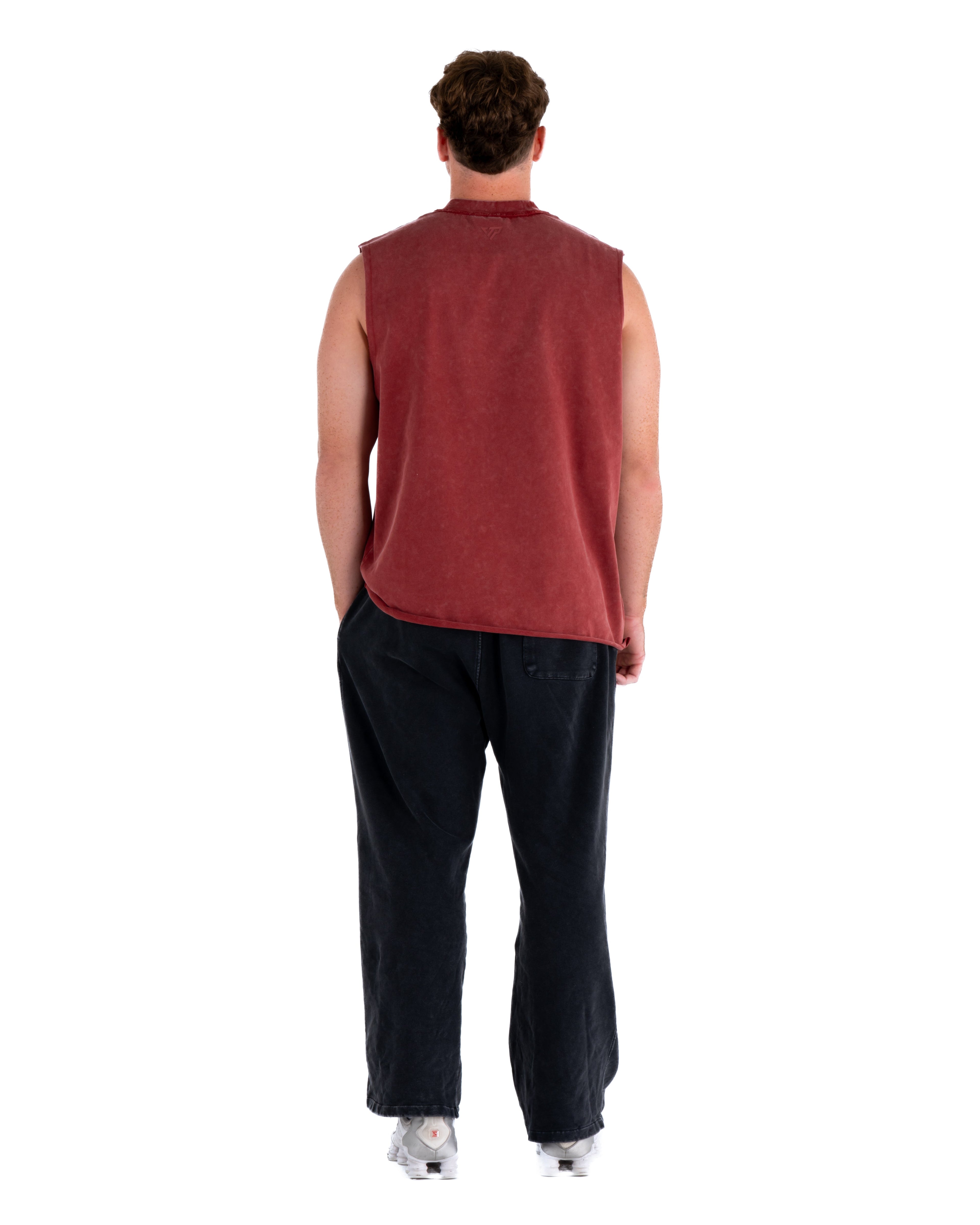 KTP ACID WASH SINGLET - DARK RED