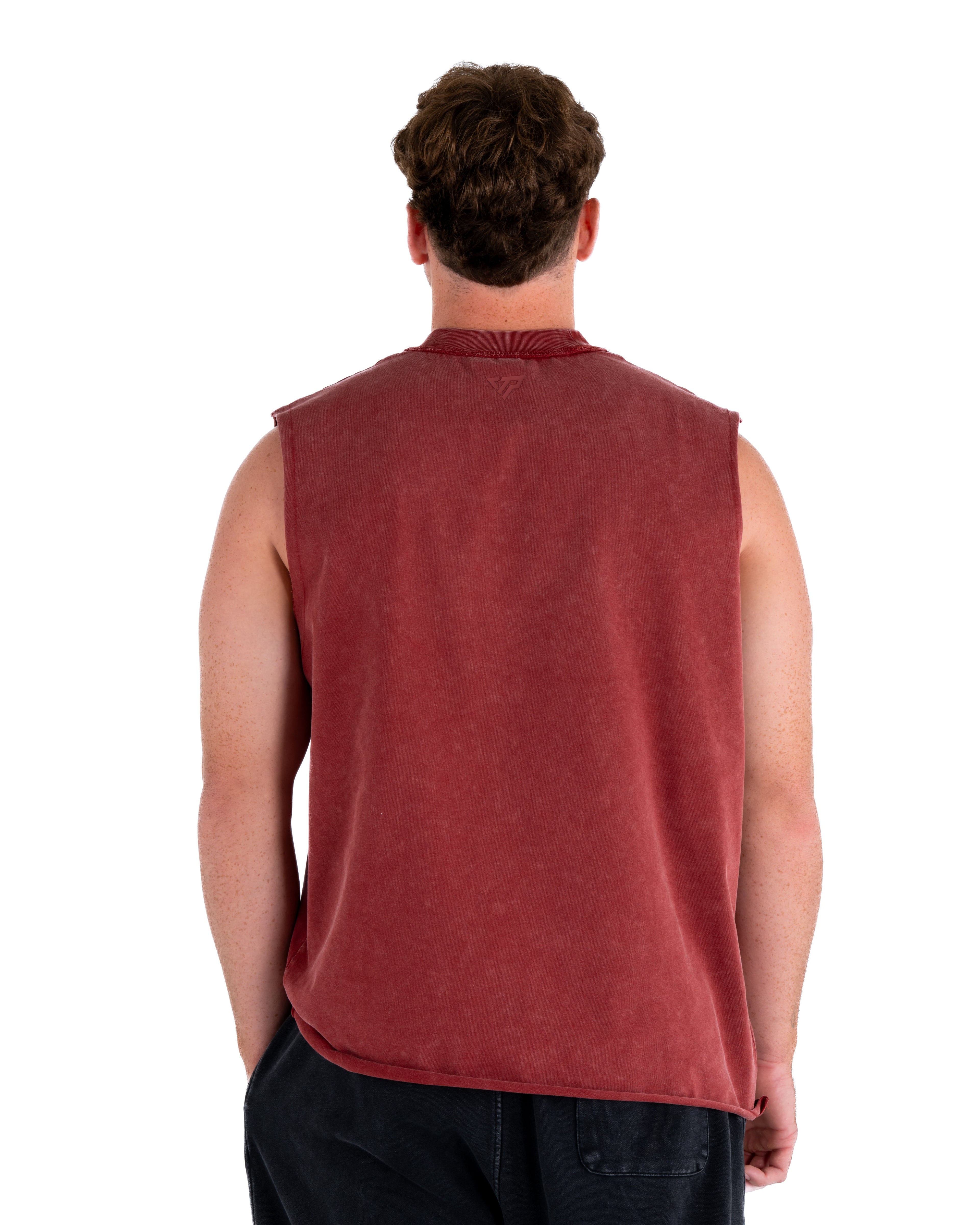 KTP ACID WASH SINGLET - DARK RED