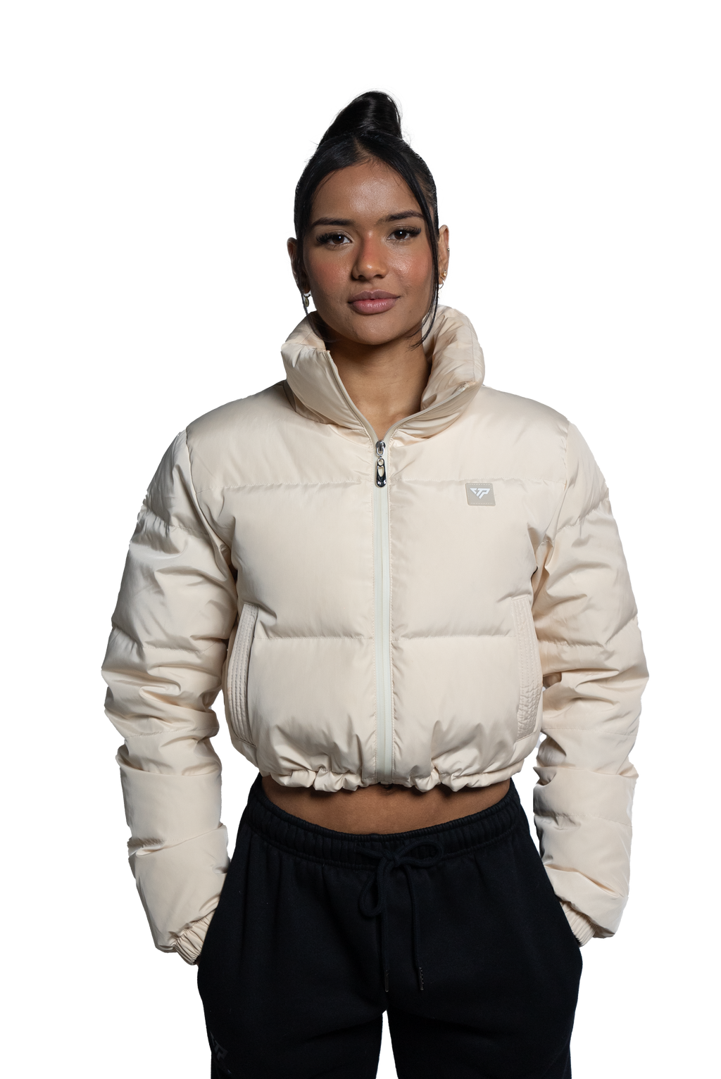 Horizon Cropped Puffer Jacket - Cream