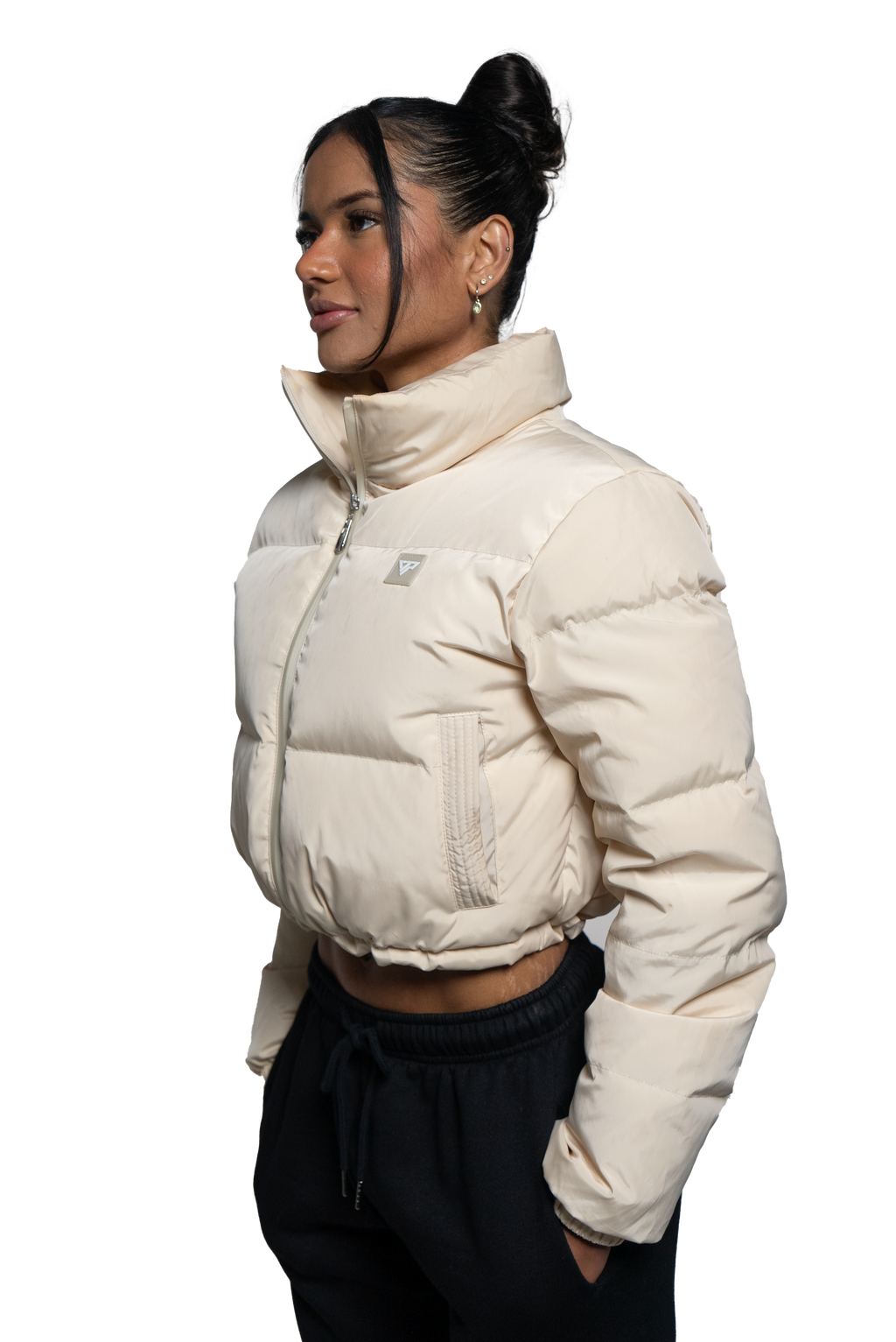 Horizon Cropped Puffer Jacket - Cream