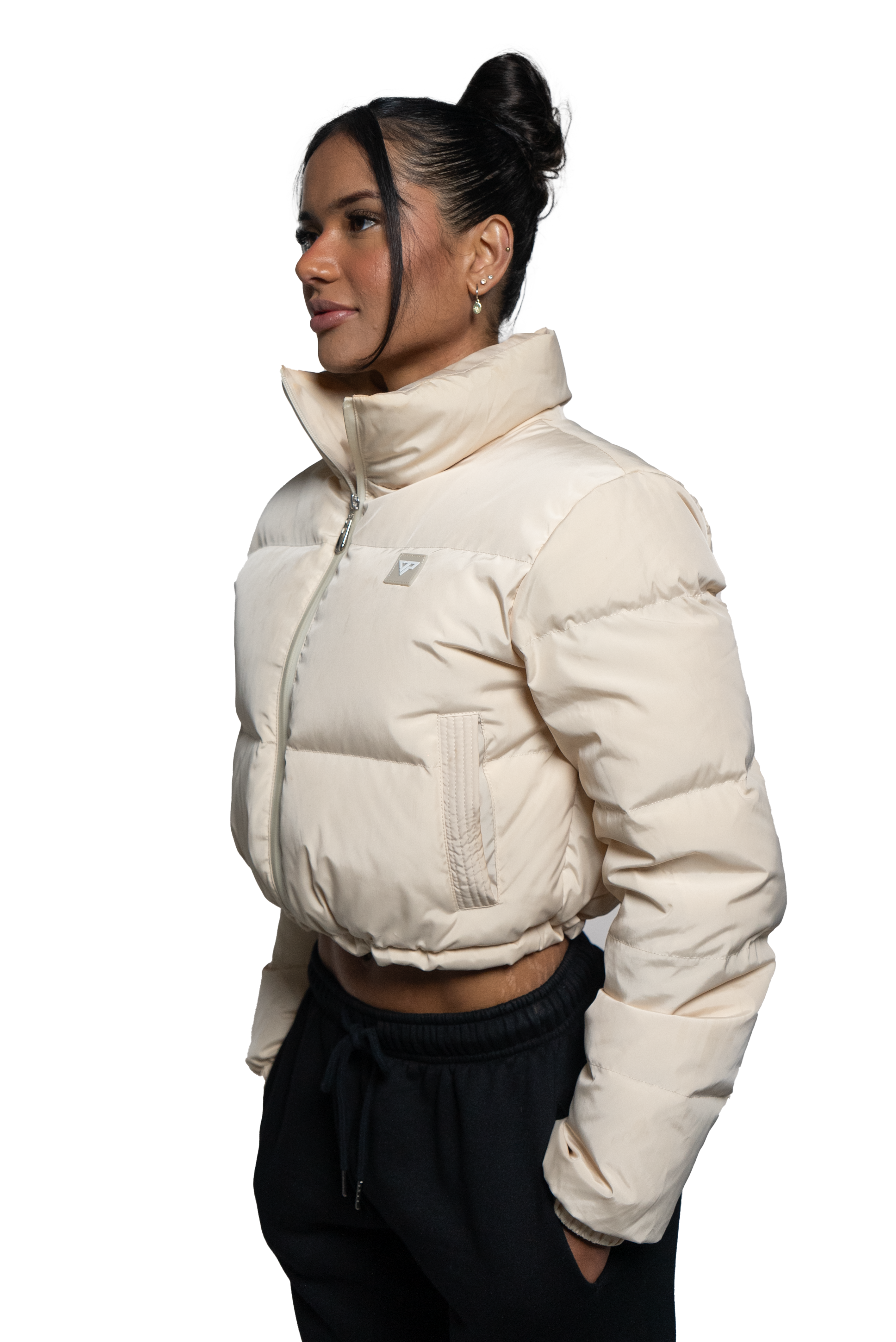 Horizon Cropped Puffer Jacket - Cream