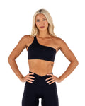 IGNITE ONE SHOULDER CROP - BLACK