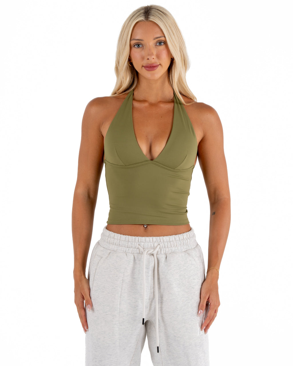 KAYLA TANK TOP - DARK KHAKI GREEN