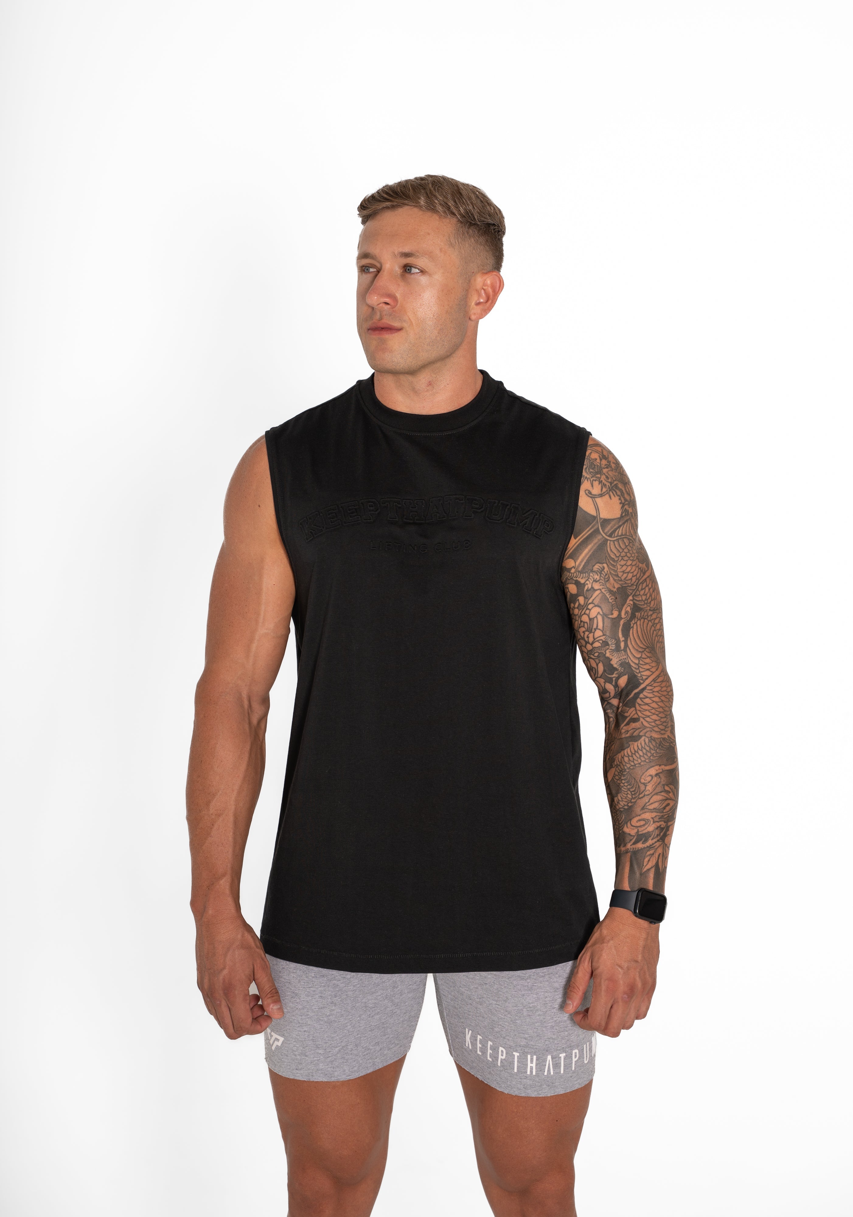 KTP MEN'S EMBOSSED TANK - BLACK