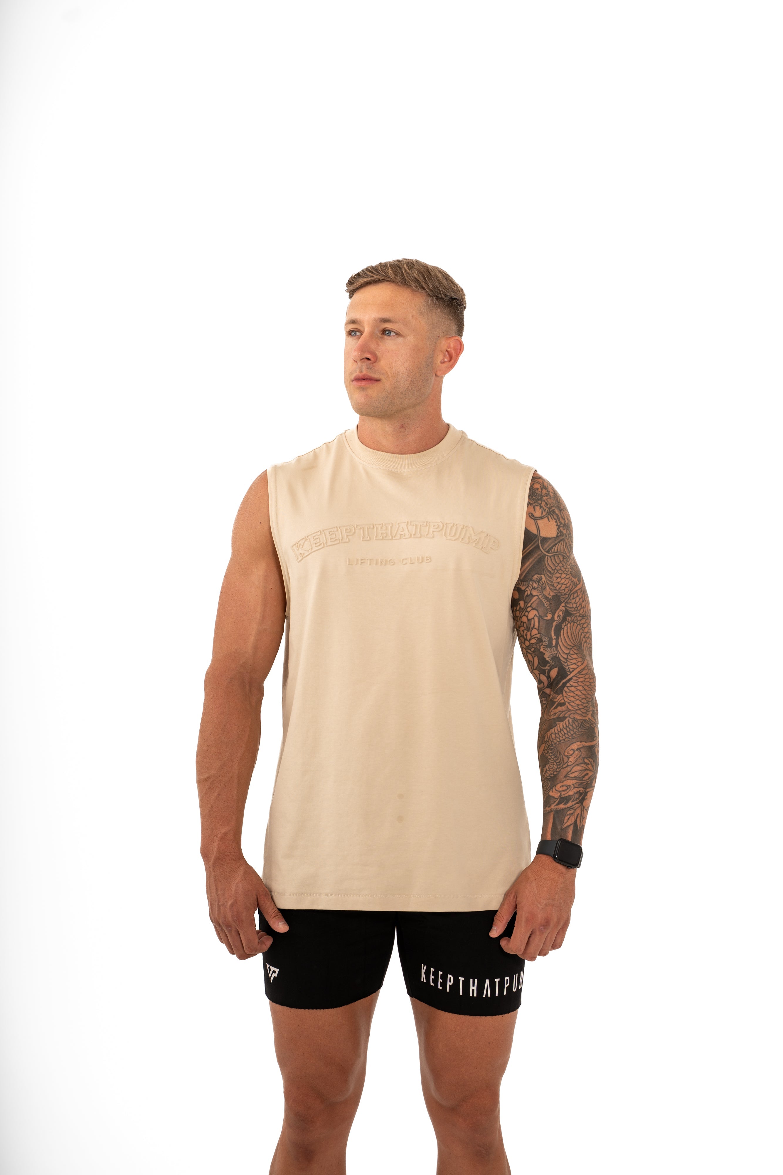 KTP MEN'S EMBOSSED TANK - CREAM
