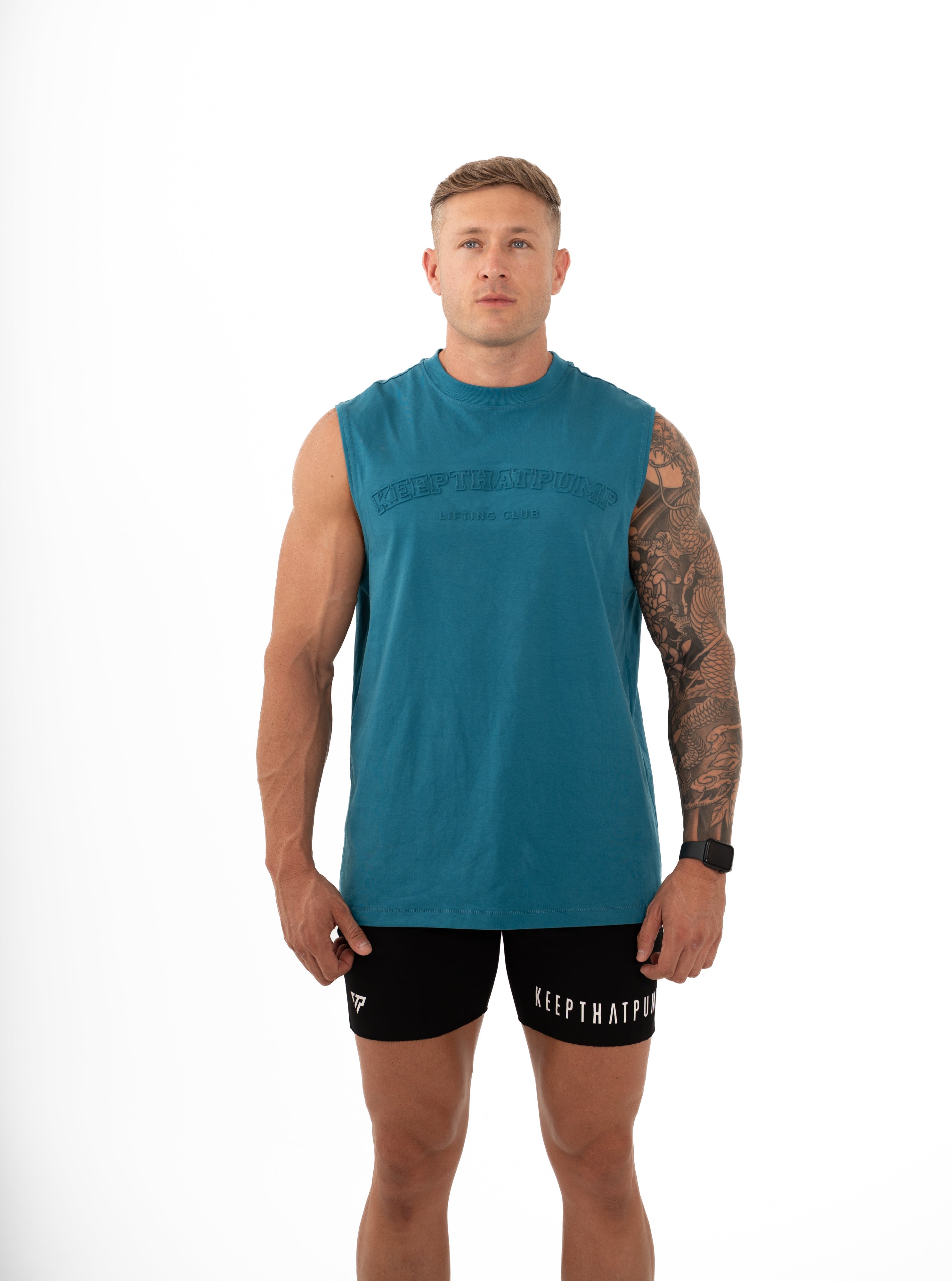 KTP MEN'S EMBOSSED TANK - TEAL