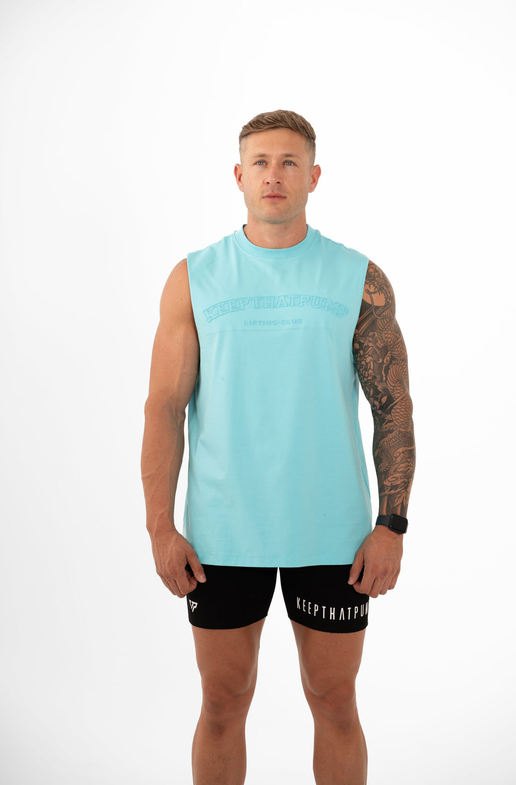KTP MEN'S EMBOSSED TANK - ICE BLUE