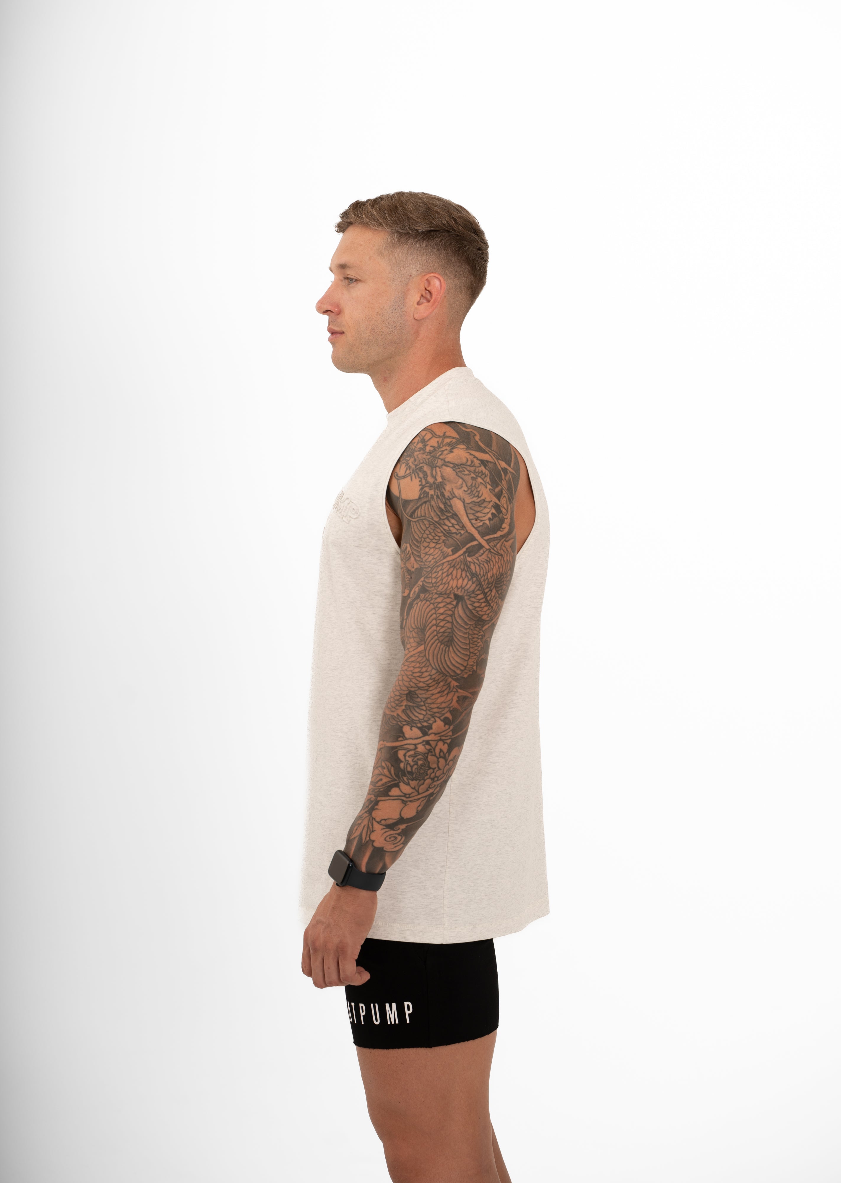 KTP MEN'S EMBOSSED TANK - MARLE GREY