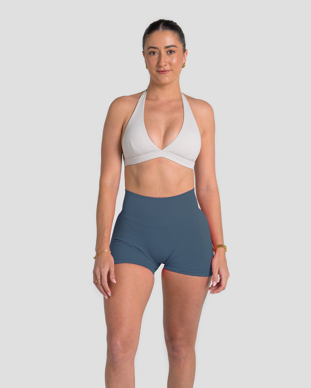 RECOIL HIGH WAIST SCRUNCH SHORTS - BLUE TEAL