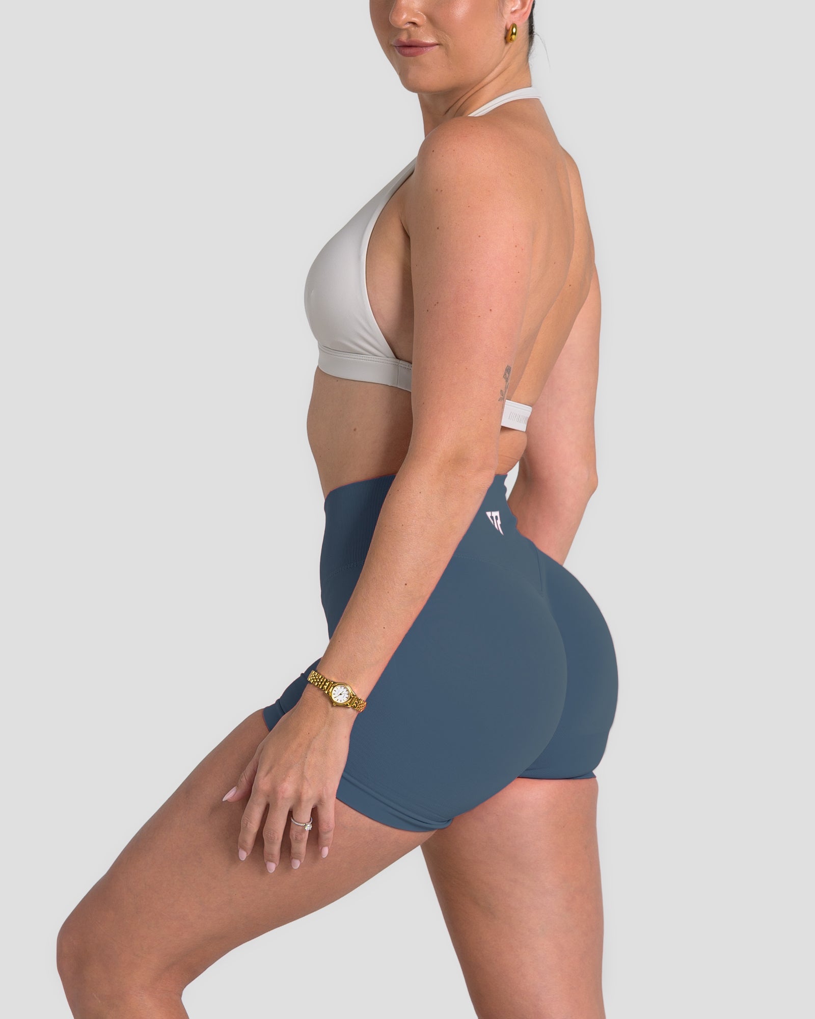 RECOIL HIGH WAIST SCRUNCH SHORTS - BLUE TEAL