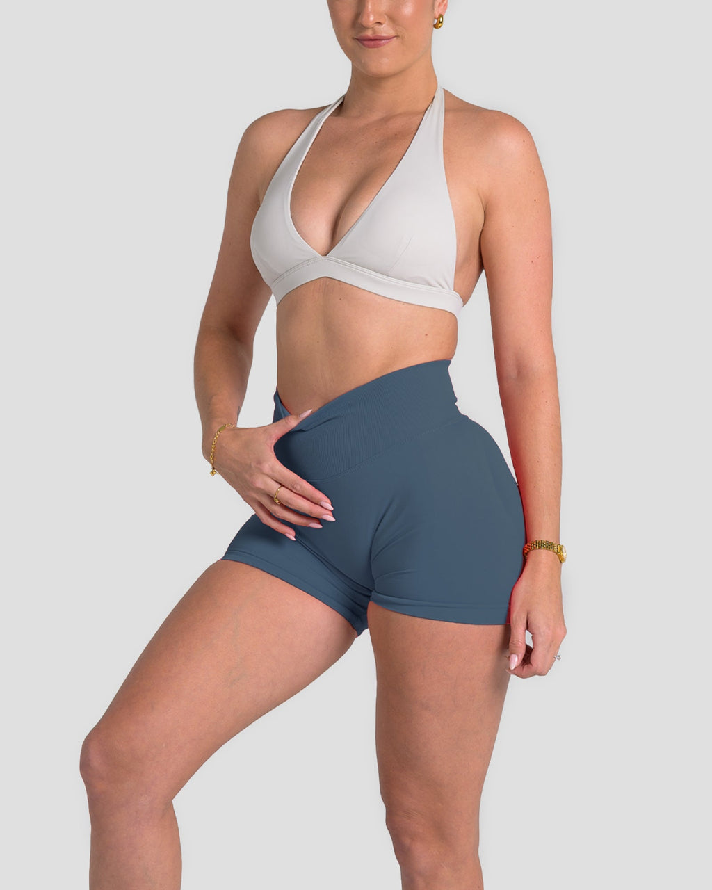RECOIL HIGH WAIST SCRUNCH SHORTS - BLUE TEAL