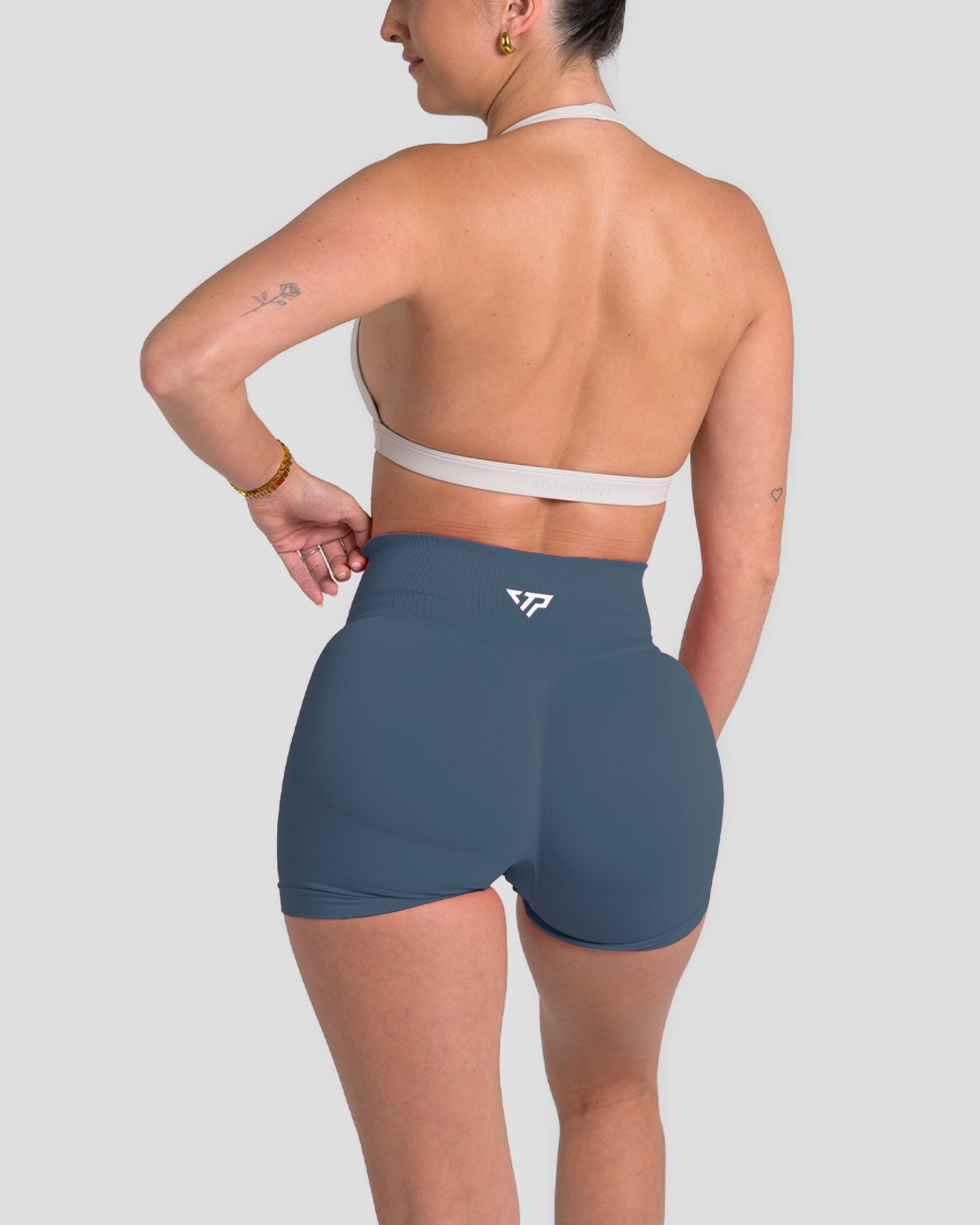 RECOIL HIGH WAIST SCRUNCH SHORTS - BLUE TEAL