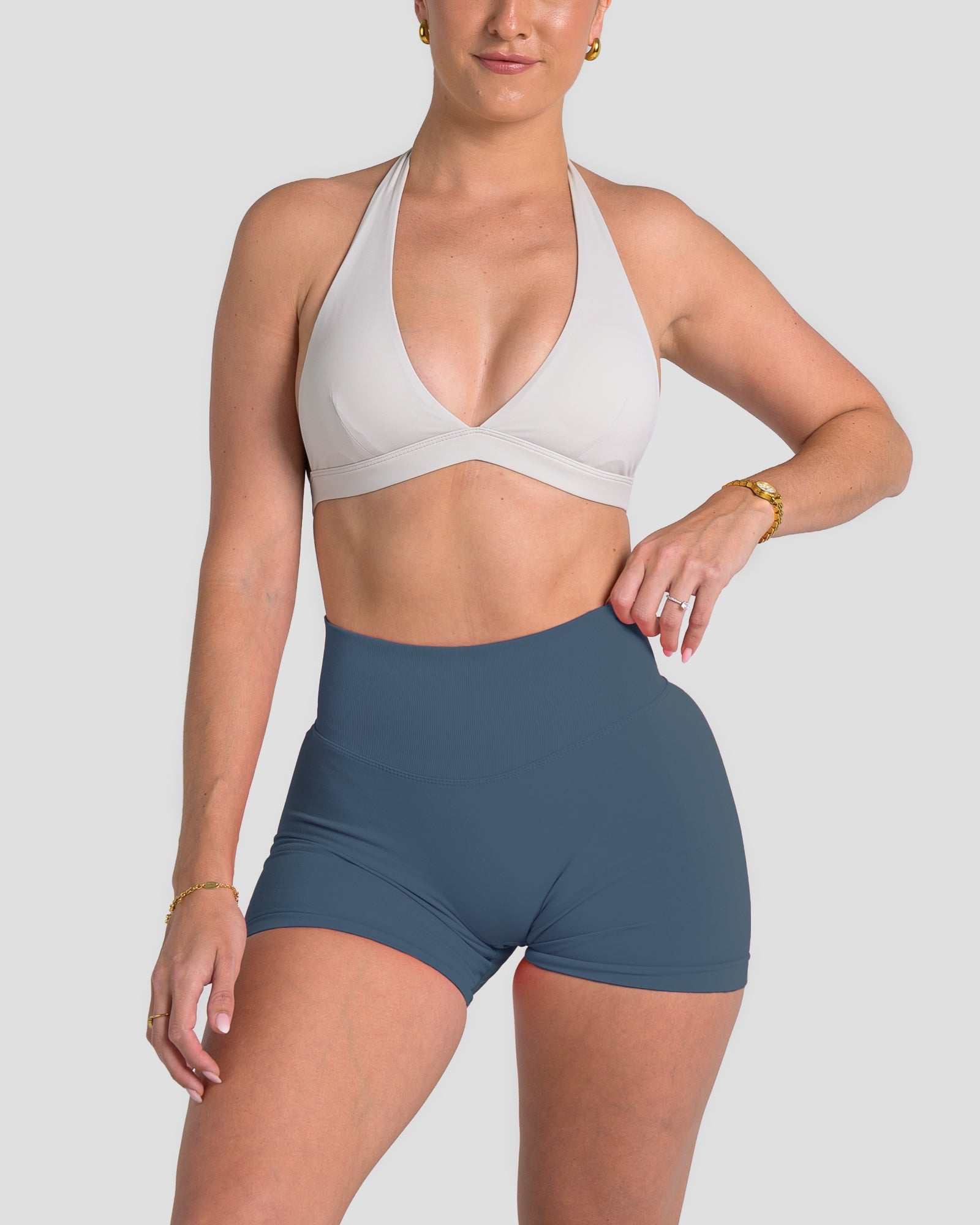 RECOIL HIGH WAIST SCRUNCH SHORTS - BLUE TEAL
