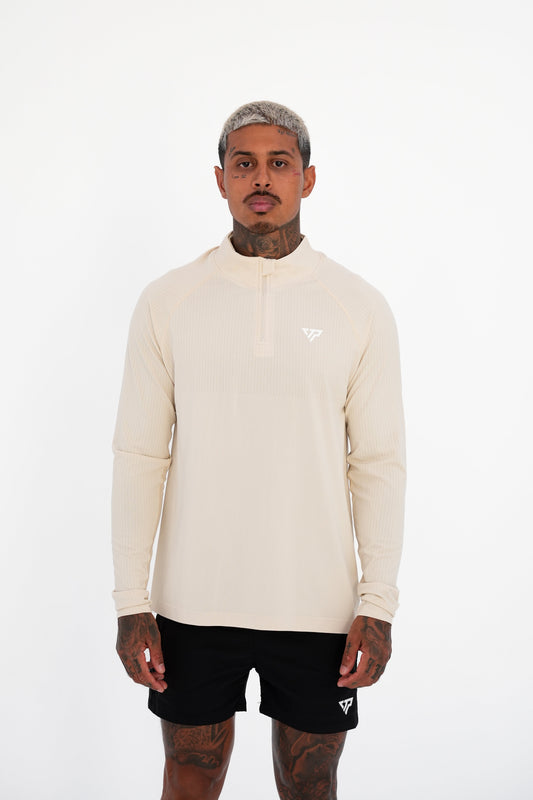 KTP QUARTER ZIP LONG SLEEVE - CREAM