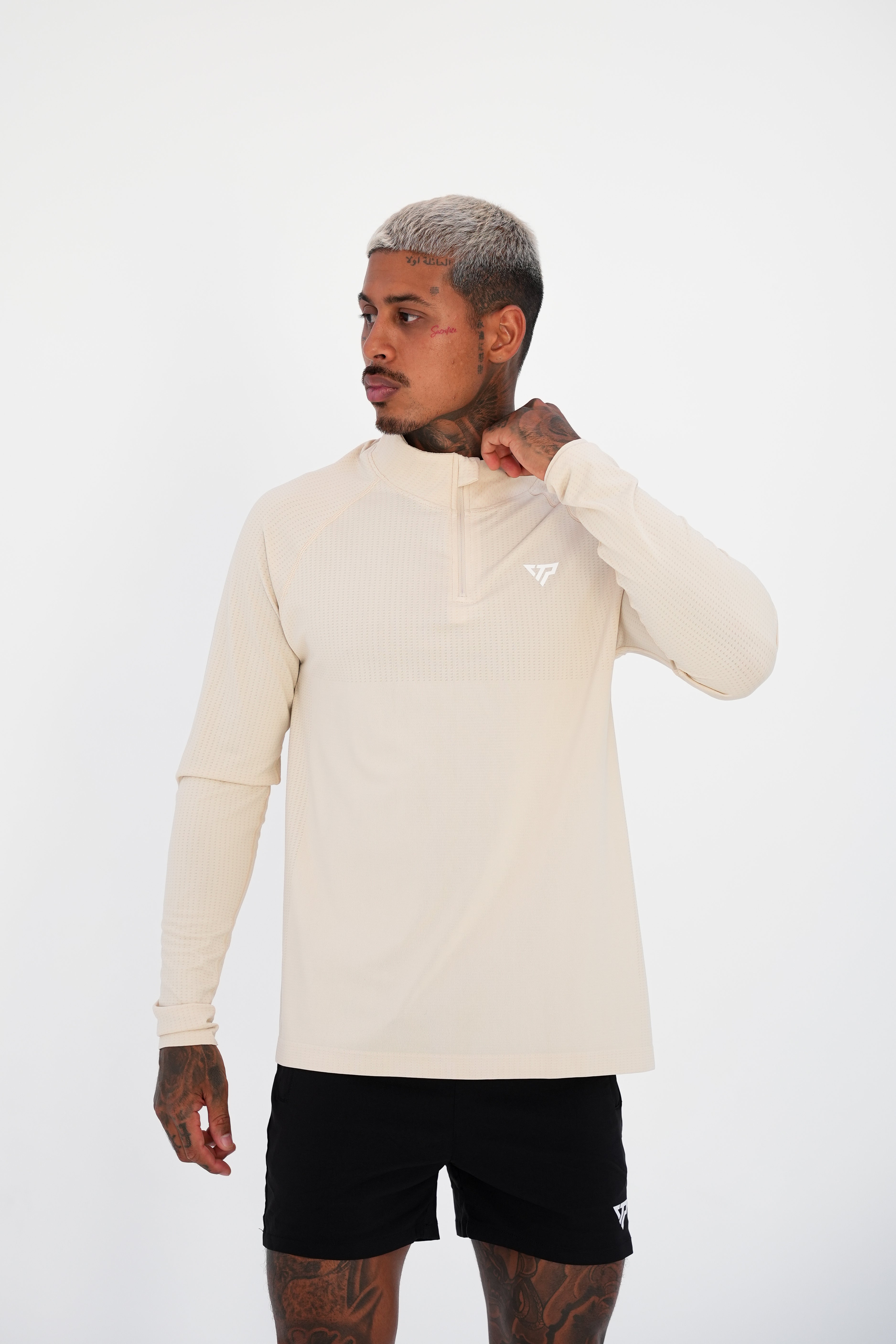 KTP QUARTER ZIP LONG SLEEVE - CREAM