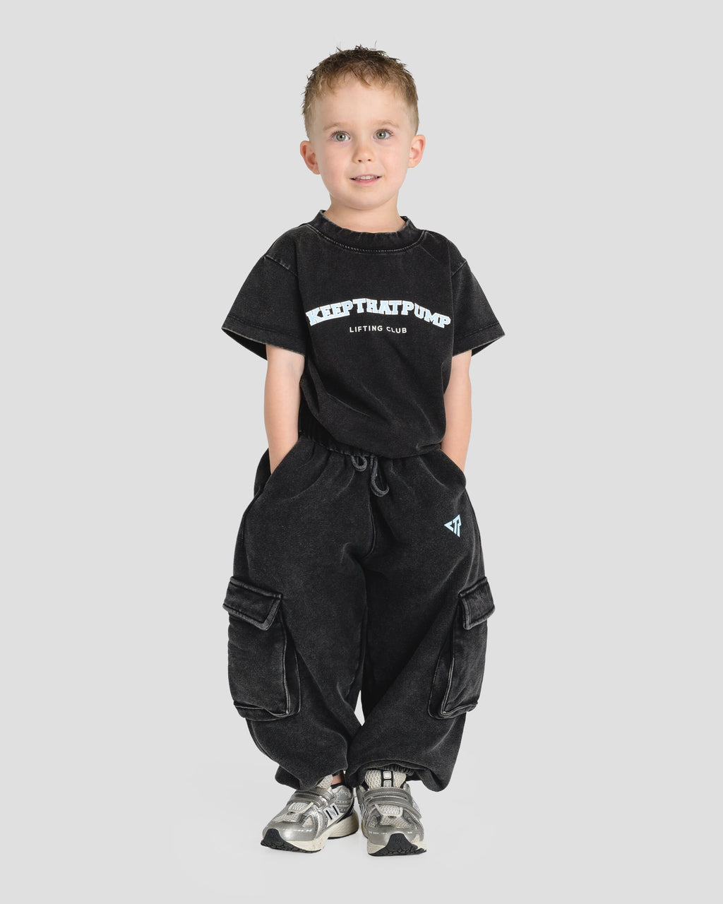 KIDS CARGO PANTS - BABY BLUE
