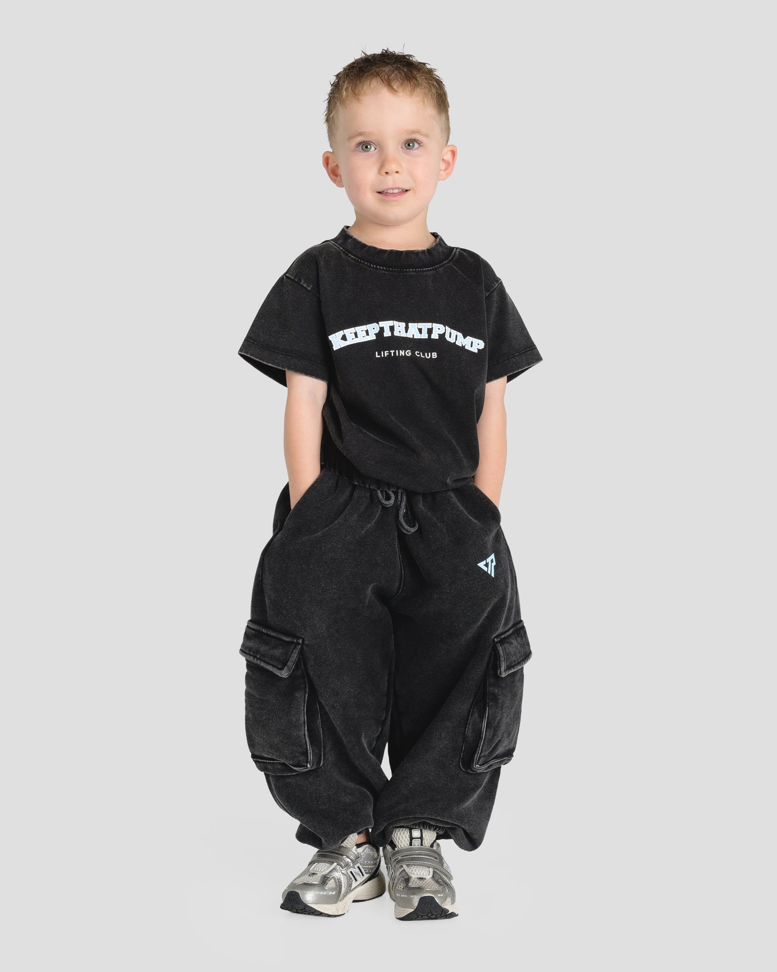 KIDS CARGO PANTS - BABY BLUE